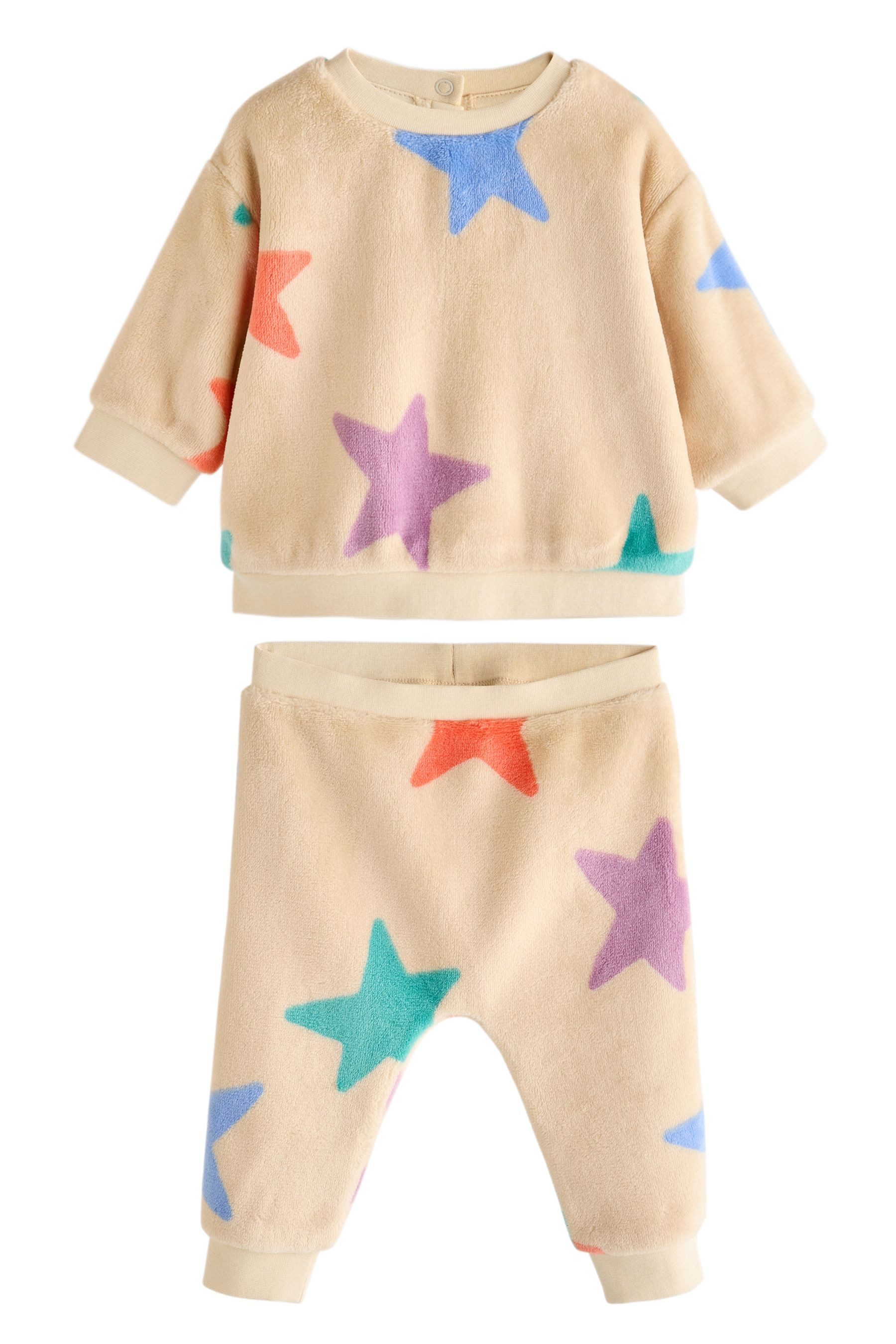 Langarmshirt & Hose Baby-Set aus Fleeceoberteil und Jogginghose