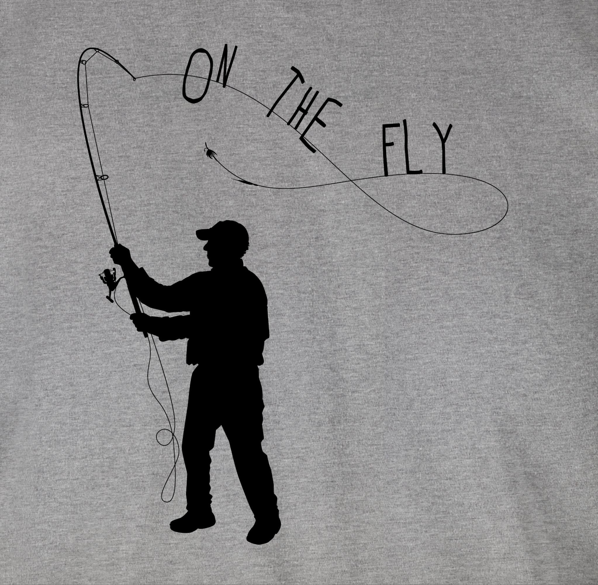 3 T-Shirt Fly Grau Geschenke meliert Angler - the On Shirtracer Fishing
