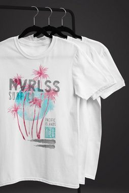 Neverless Print-Shirt Herren T-Shirt Palmen Sommer Strand Surfing Surf Pacific Island Aufdruck Print Fashion Streetstyle Neverless® mit Print