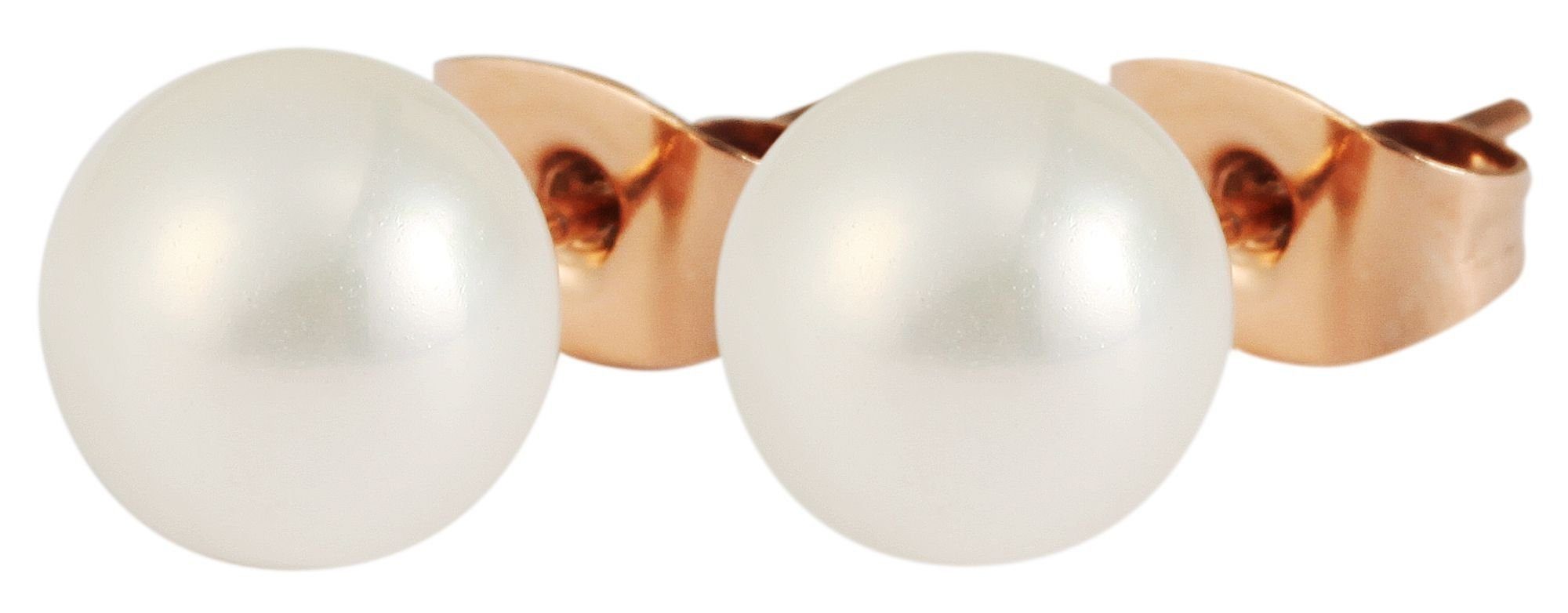 AKZENT Schmuckset Perle Schmuckset Kette Weiß1 (Schmuckset, inkl. mit Ohrstecker Edelstahl Schmuckbox) Süßwasserperle und aus