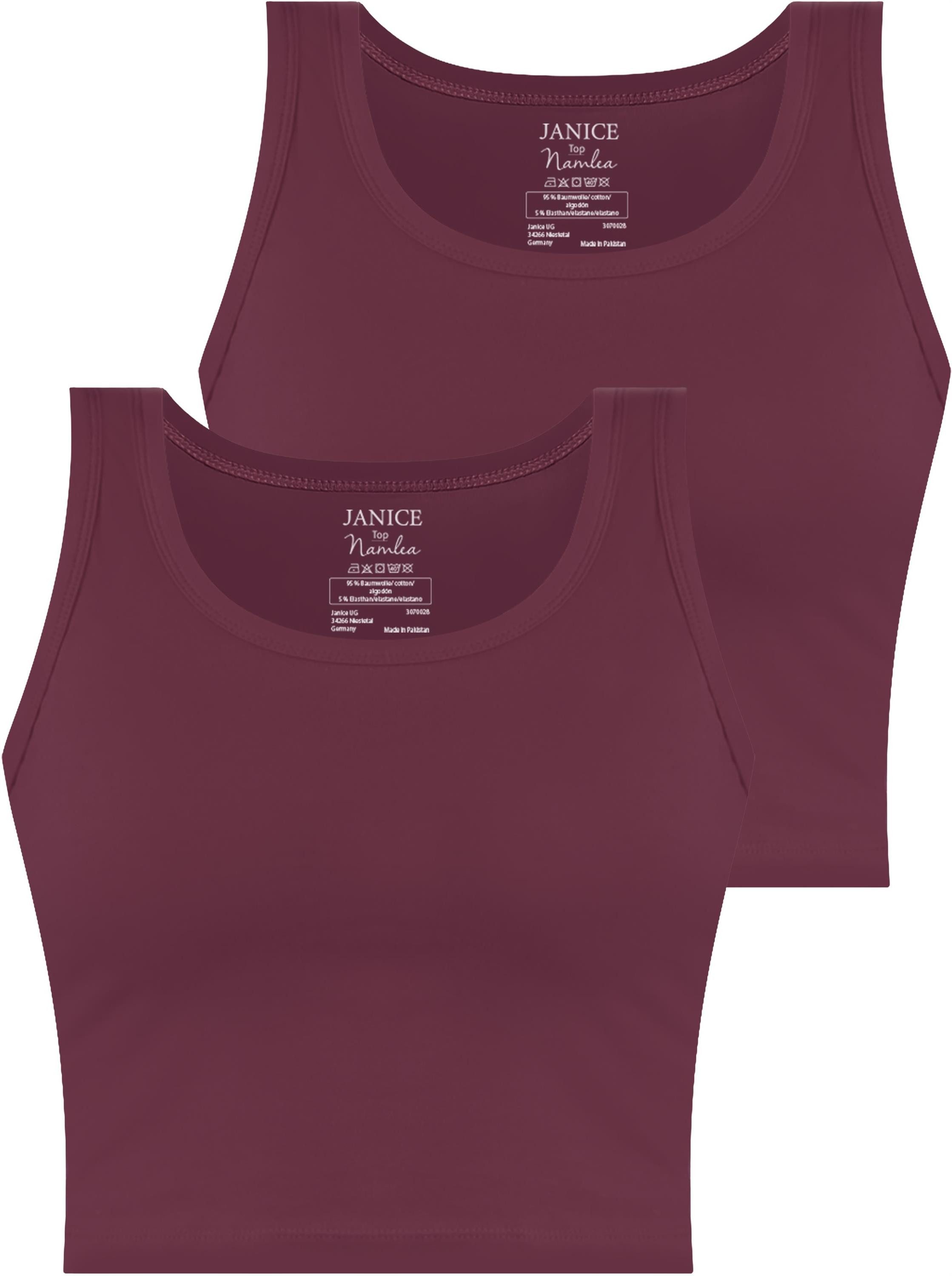 Janice Tanktop 2 x Damen crop Top Namlea Kurzes Tanktop aus Baumwolle