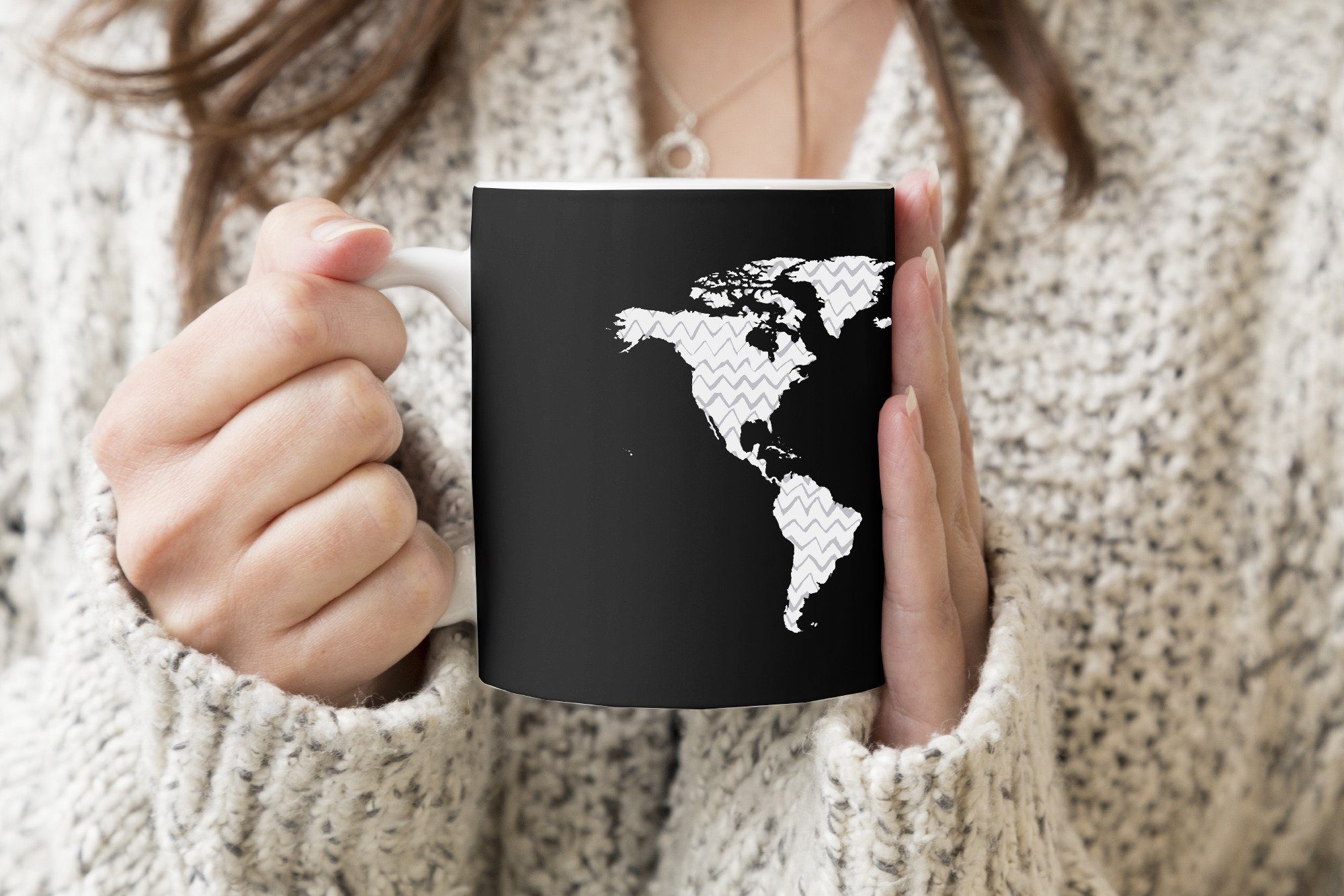 MuchoWow Tasse Weltkarte - Muster, Kaffeetassen, Keramik, Teetasse, Teetasse, - Becher, Weiß Geschenk