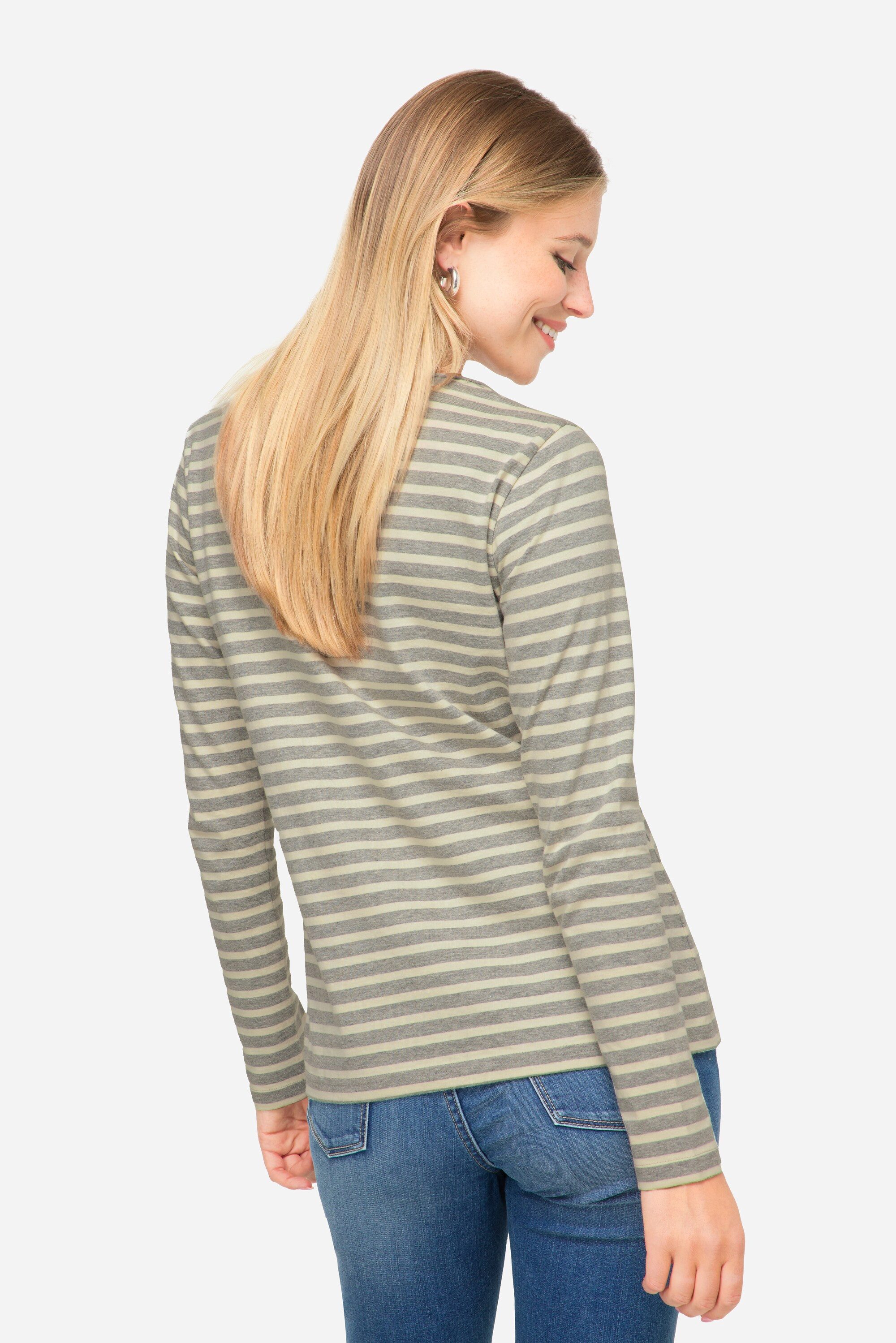 Laurasøn Longsleeve Ringelshirt Regular Fit Statement Print Rundhals