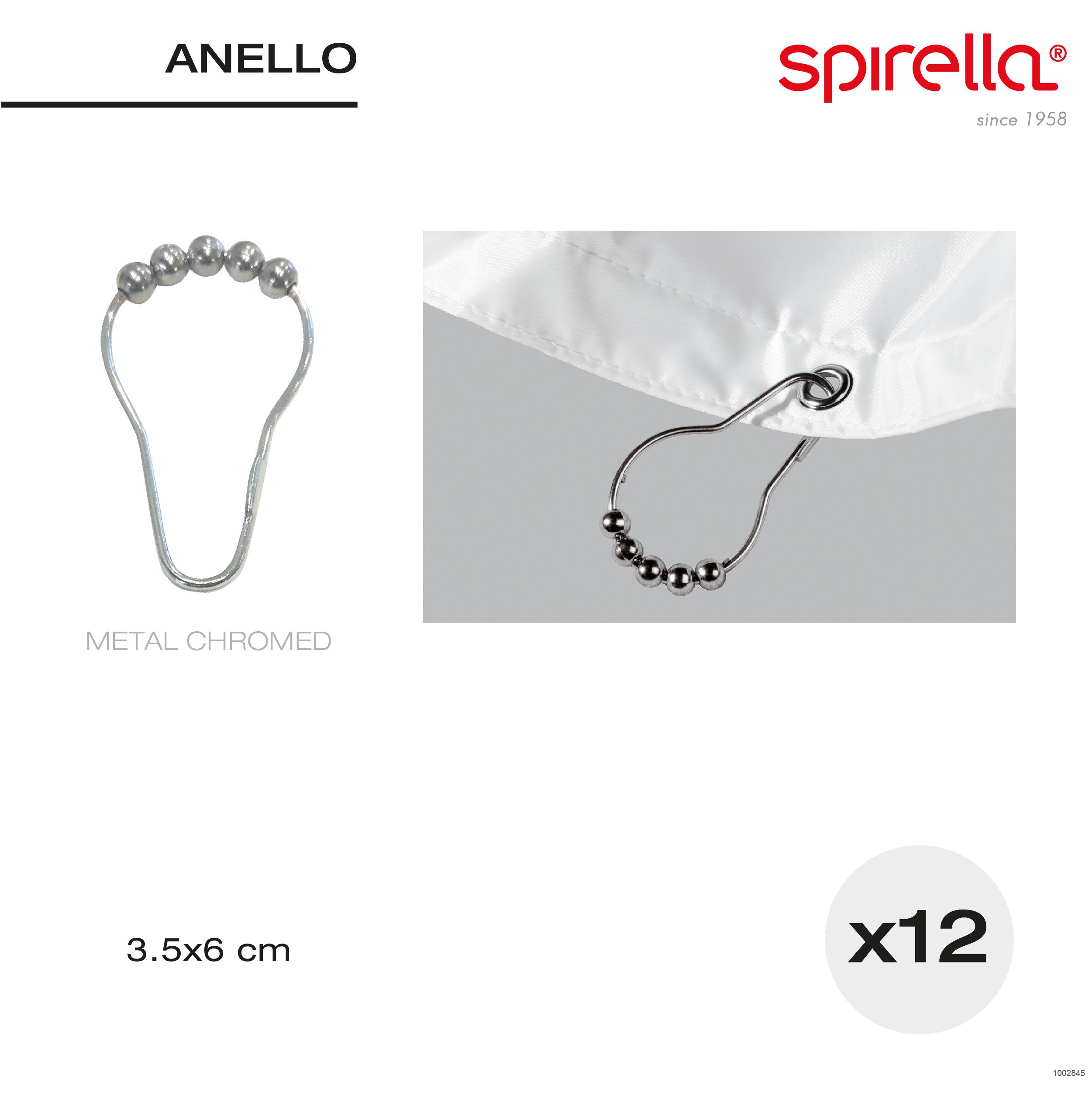 spirella Duschvorhang Spirella Duschvorhangringe 12 Stück Chrom Anello - Passend für alle