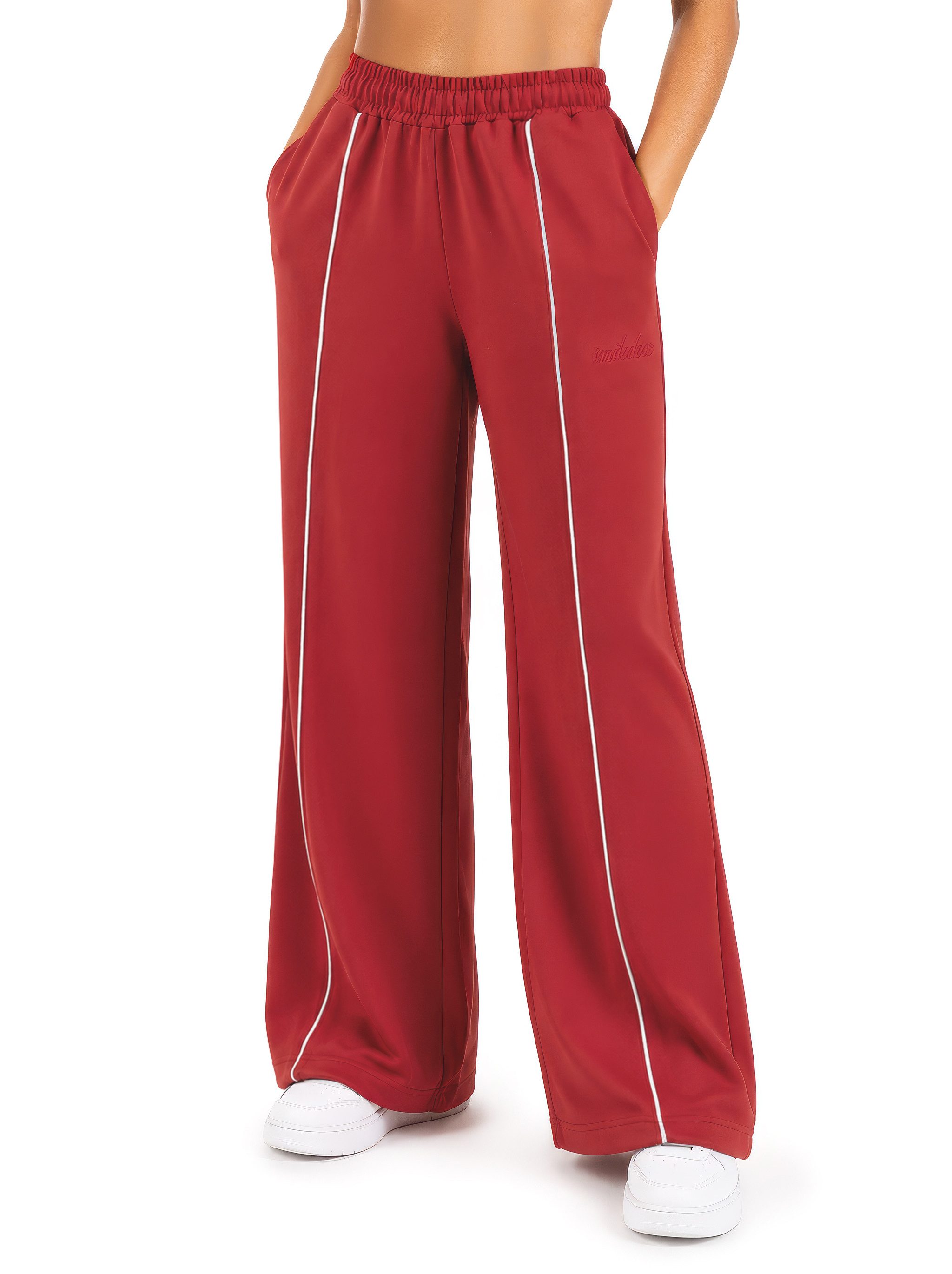 Smilodox Jogginghose Veyt Damen, Sweatpants aus Baumwolle, Sporthose Loose Fit Wide Leg, Verstellbarer Tunnelzug, Langer Schnitt, für Sport & Alltag