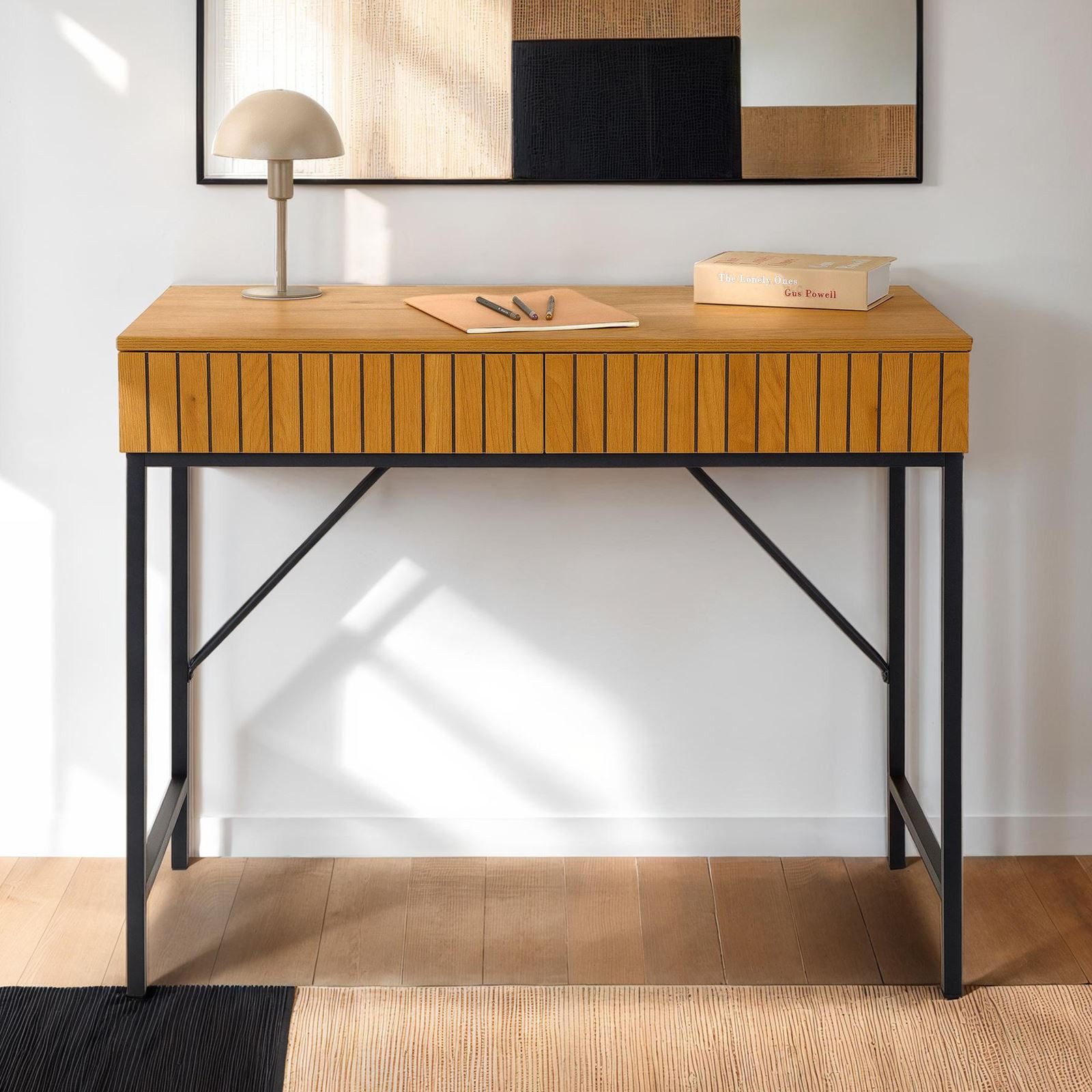 IDIMEX Schreibtisch PALE, Konsolentisch mit 2 Schubladen, Metallgestell & R günstig online kaufen