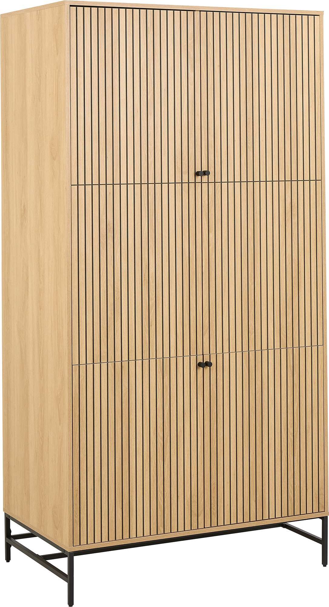 ACTONA GROUP Garderobenschrank Albany Eiche-Optik, Lamellenfront, 4 Türen, 6 Einlegeböden; B: 99 cm
