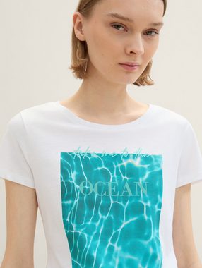 TOM TAILOR Denim Langarmshirt T-Shirt mit Print und Bio-Baumwolle