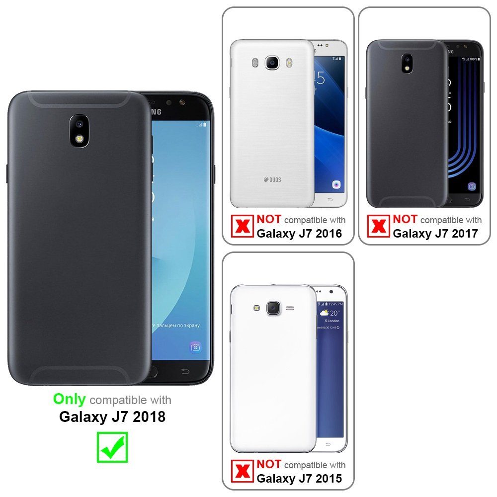 Cadorabo Handyhülle für Samsung Galaxy J7 2018 Hülle Samsung Galaxy J7 2018, Hülle Schutzhülle Blumen Flower mit Standfunktion Kartenfach Magnet