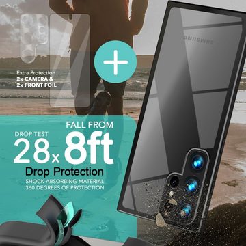 Nalia Smartphone-Hülle Samsung Galaxy S23 Ultra, Klare Harte Hybrid Hülle / 2x Display- & Kameraschutz / Schutzrahmen