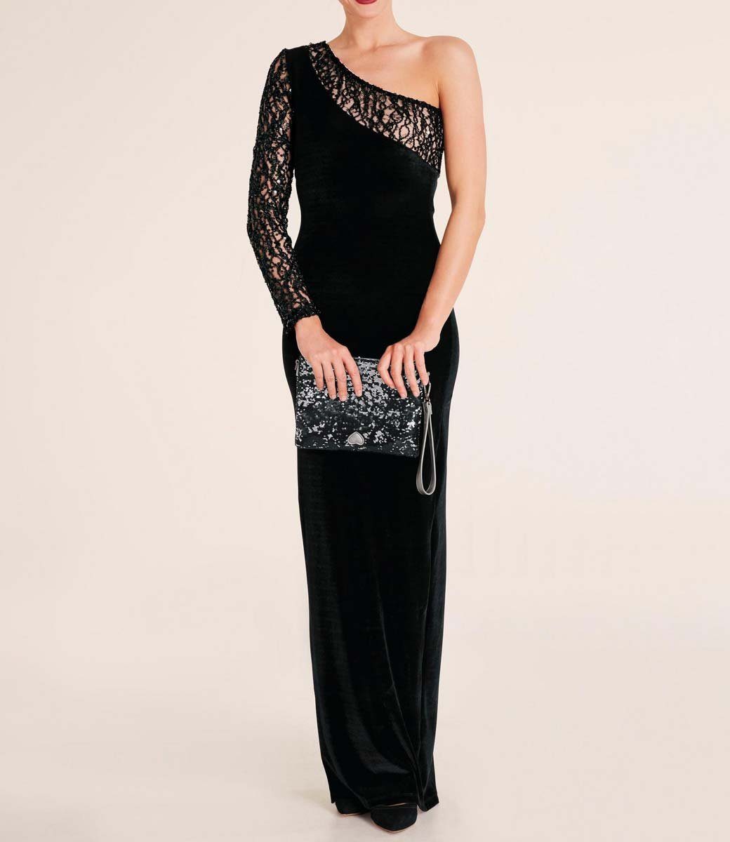 heine Abendkleid »Heine Damen Samt-Abendkleid mit Spitze, schwarz« online  kaufen | OTTO