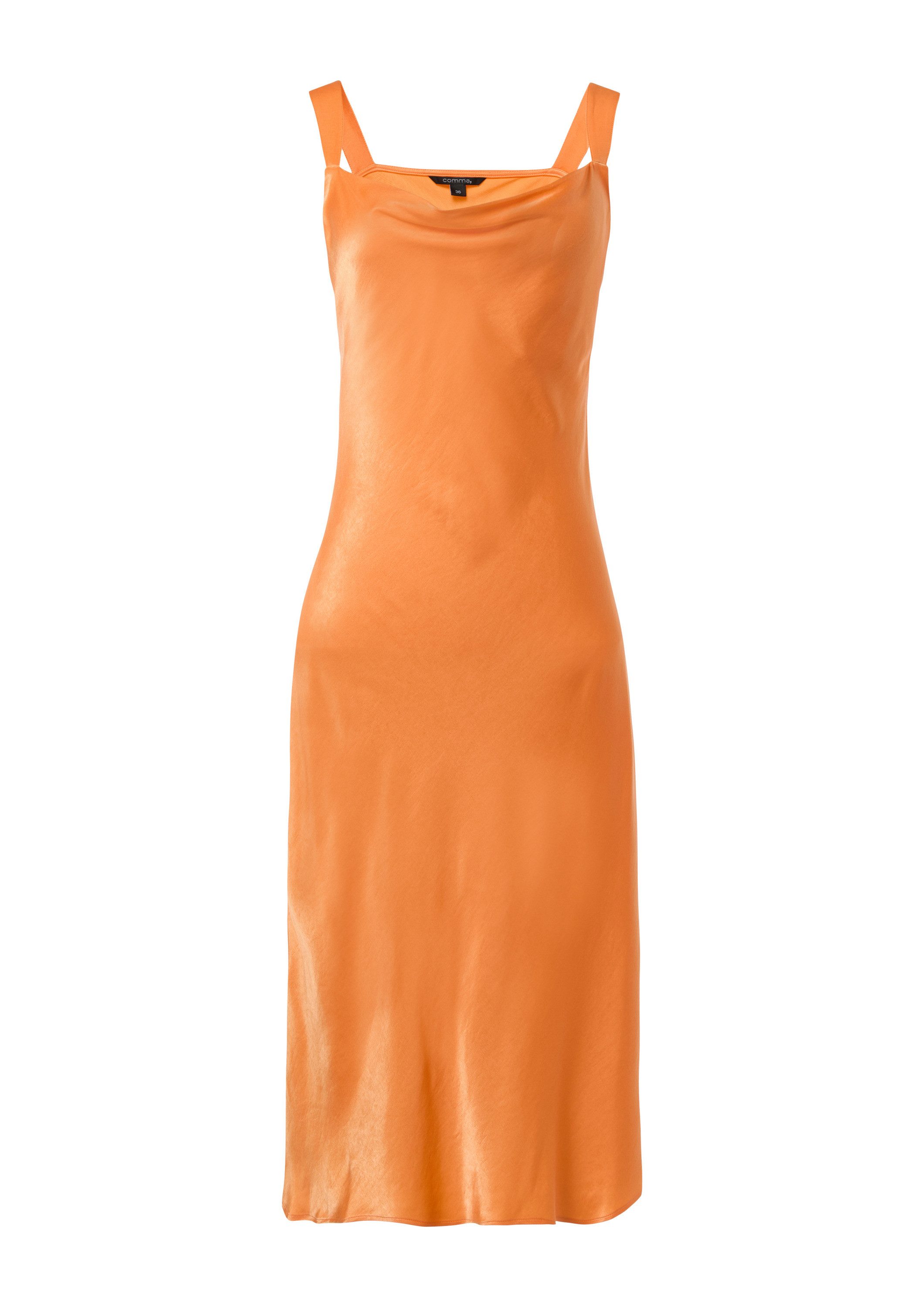 comma Midikleid Kleid Satinkleid mit Wasserfall-Ausschnitt günstig online kaufen