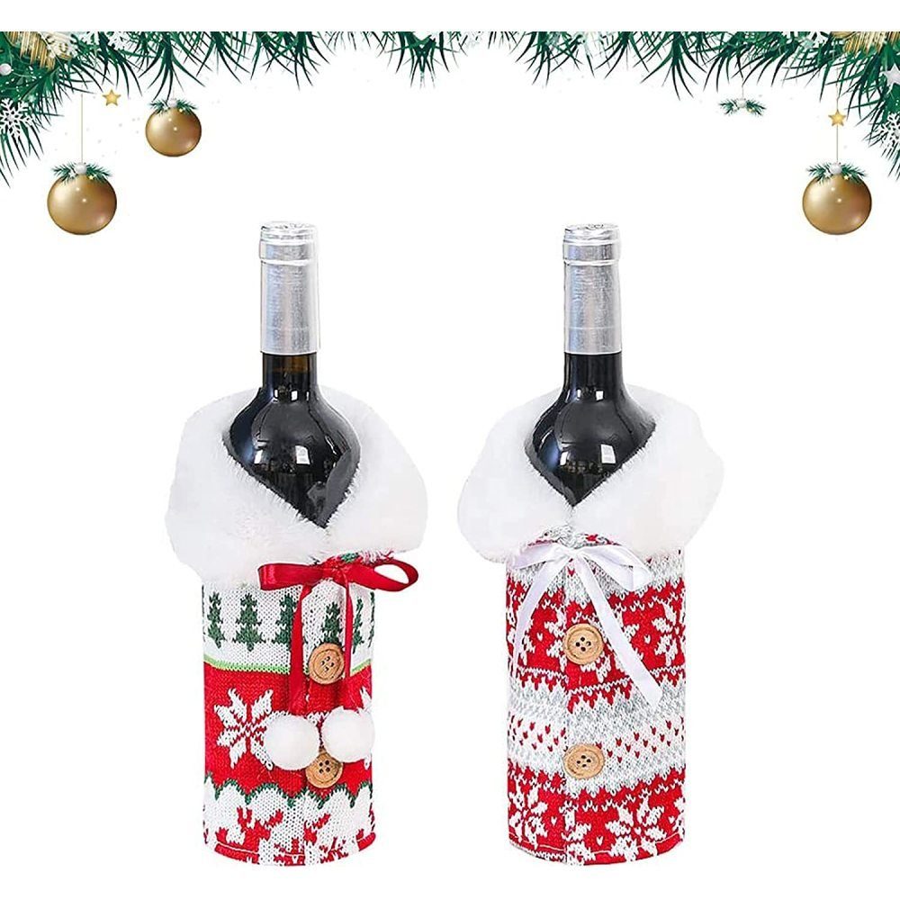 longziming Dekoobjekt 2 Stück Weihnachten Weinflasche Abdeckung, Weinflasche  Cover (2 St)