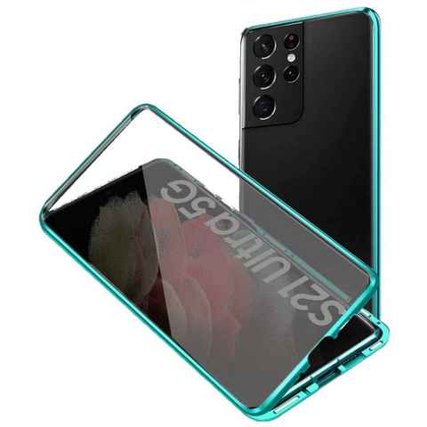 Wigento Handyhülle Beidseitiger 360 PRIVACY Grad Magnet / Glas Case Bumper für Samsung Galaxy S21 Ultra G998B Handy Tasche Case Hülle Cover New Style