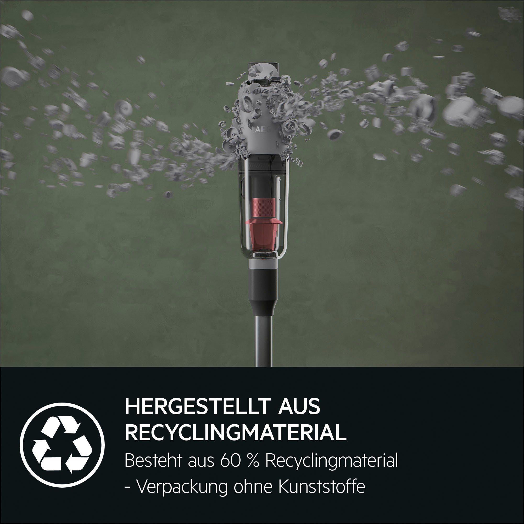 AEG Akku-Handstaubsauger ANIMAL 7000 (AP71AB14UG), 550 W, beutellos, extrem leicht 2,2 kg, 60 % Recyclingmaterial, bis zu 50 Min. Laufzeit
