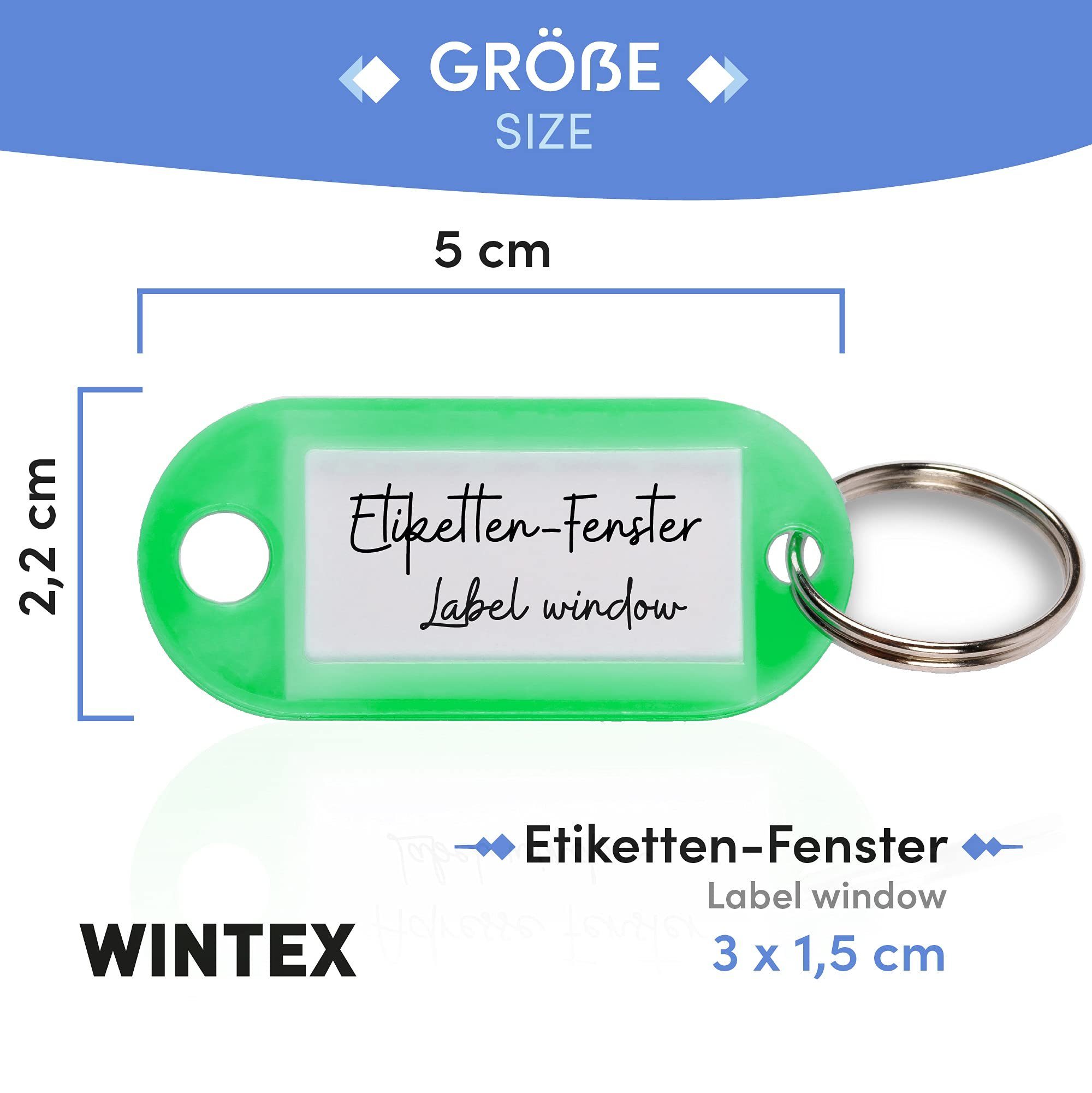 WINTEX Schlüsselanhänger Schlüsselanhänger Wintex strapazierfähig - Grün beschriftbar, 