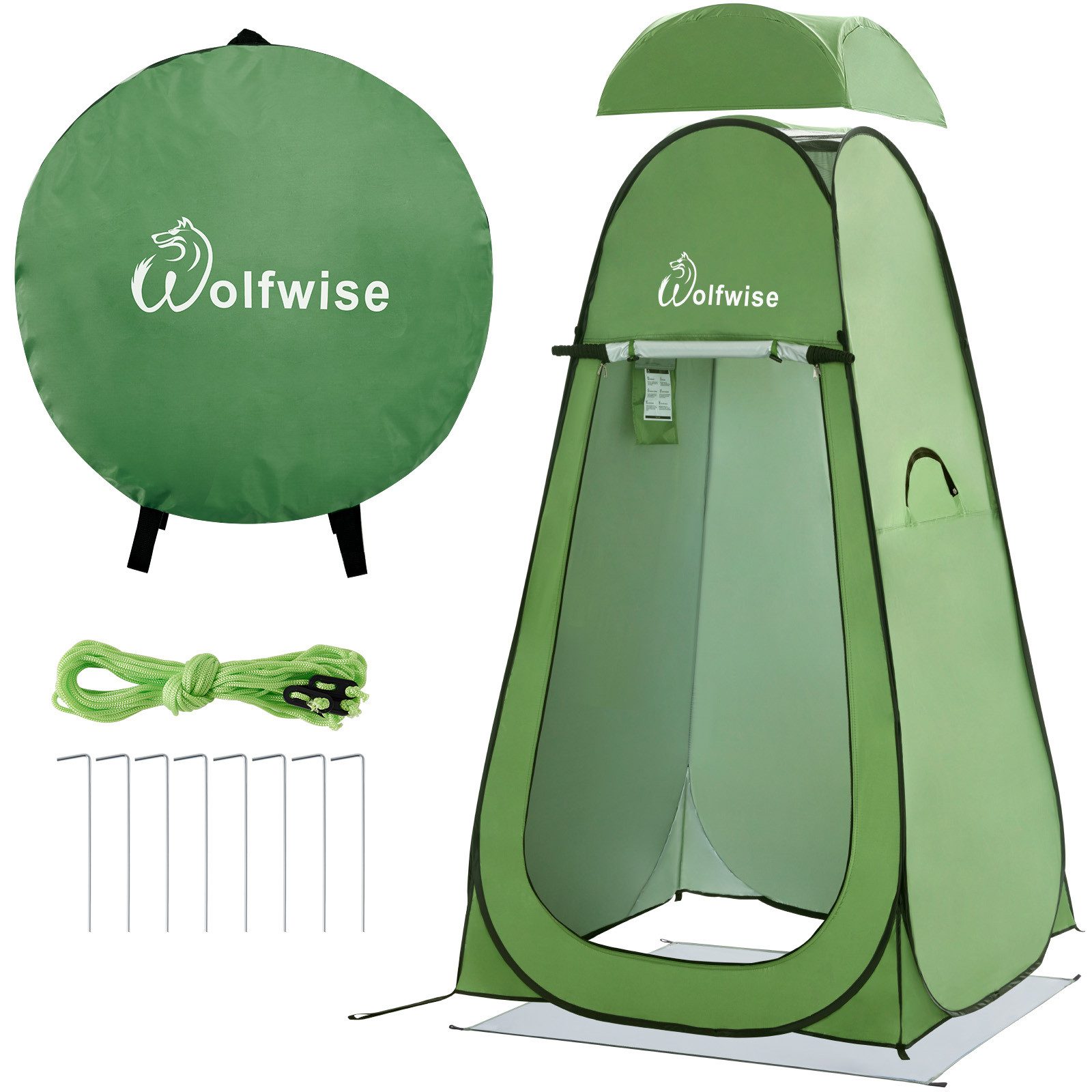 Wolfwise Faltzelt Pop-Up Duschzelt Camping & Umkleidezelt mit Boden – Silberbeschichtet, Personen: 1