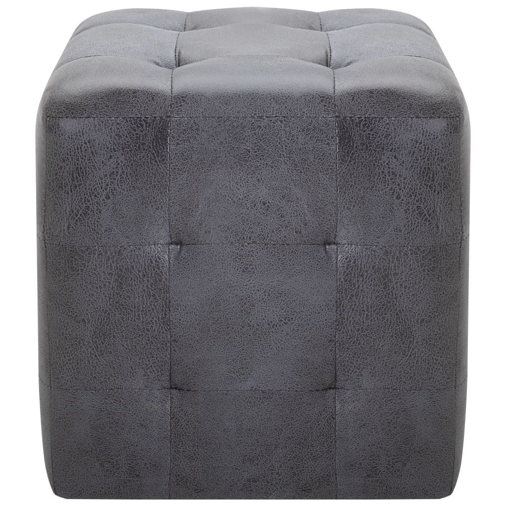 vidaXL Polsterhocker Pouf 2 Stk. Grau 30x30x30 cm Wildleder-Optik (1 St)