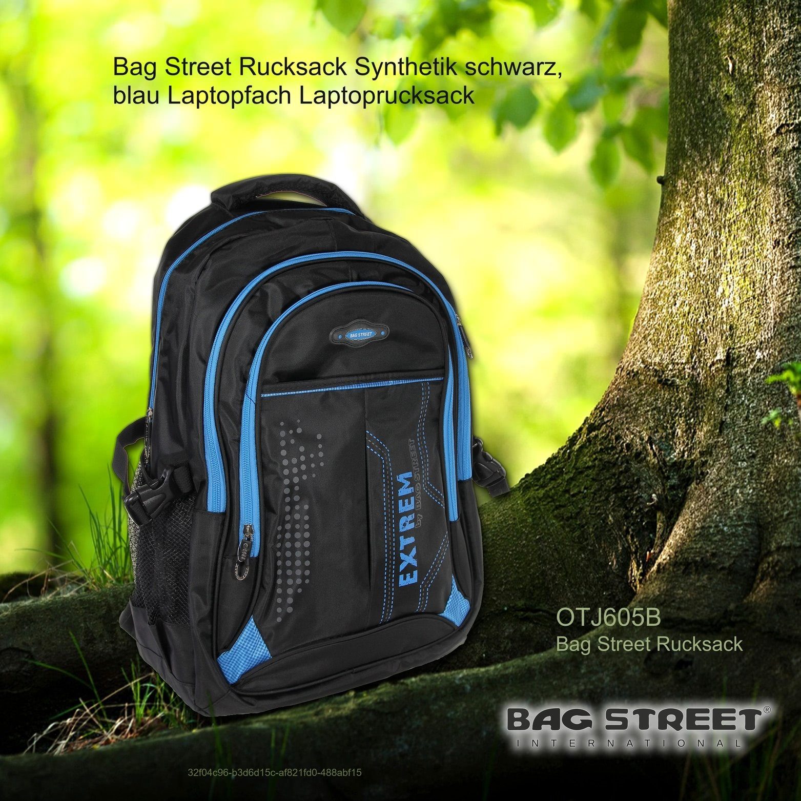Bag (Sportrucksack), blau Freizeitrucksack x Freizeitrucksack BAG Damen ca STREET ca. schwarz, Sportrucksack, Herren 30cm Synthetik, Street Sporttasche