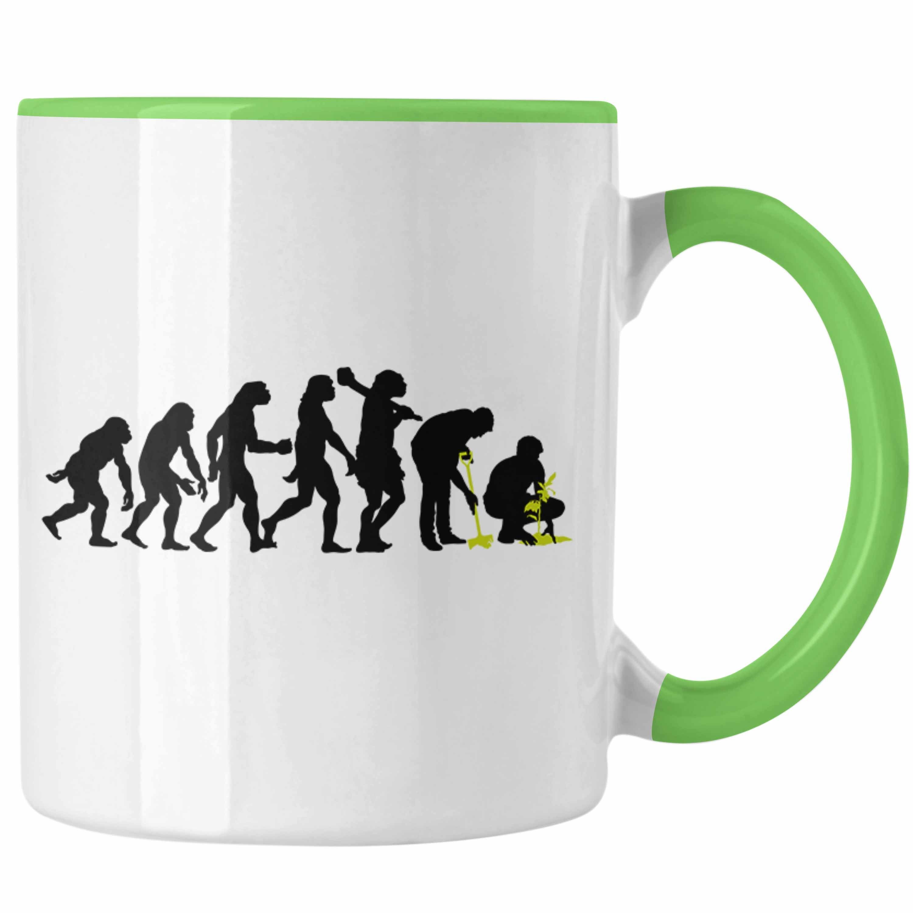 Trendation Tasse Trendation Gärtner Evolution Tasse mit Spruch Garten
