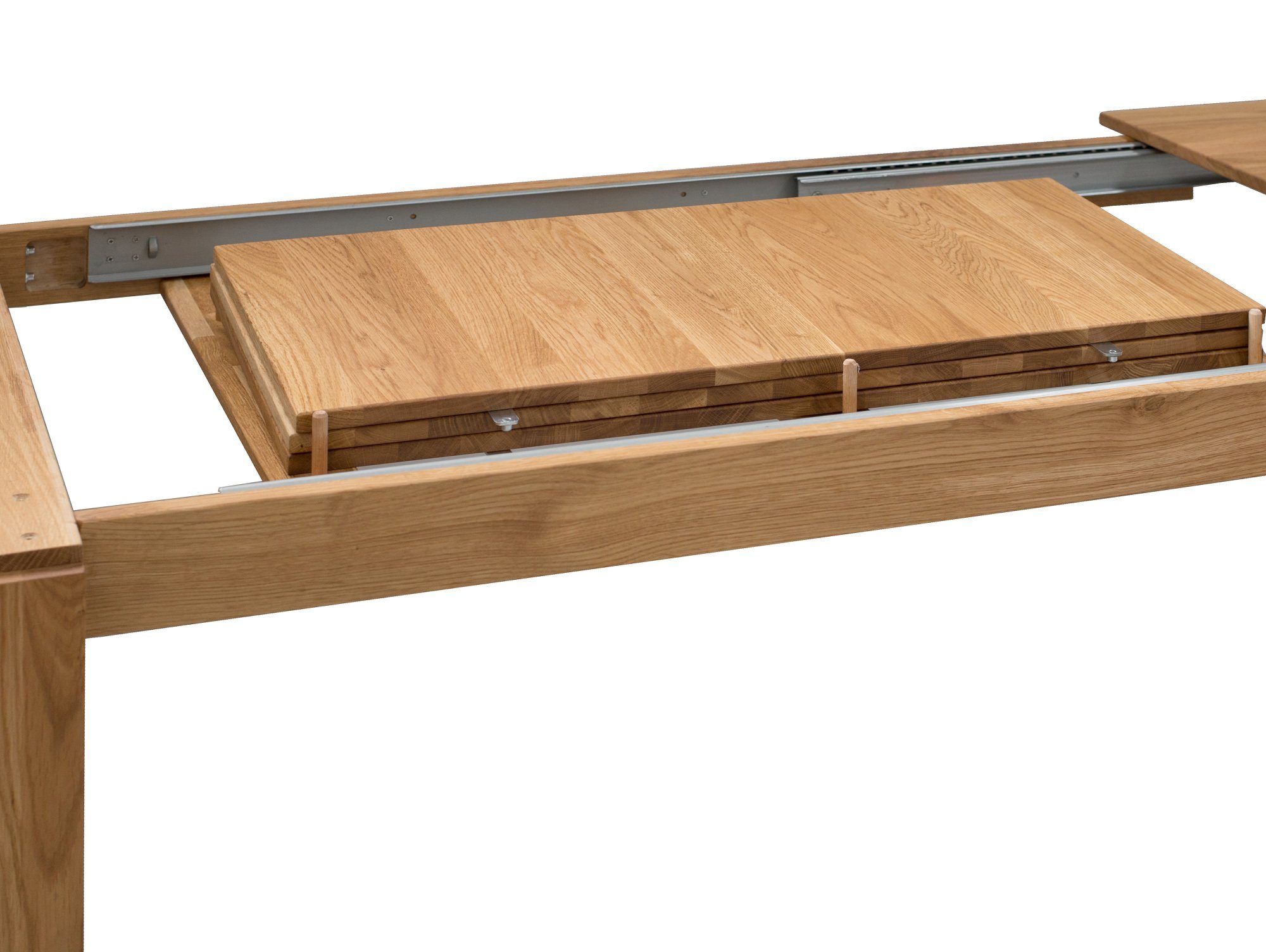 Esstisch Massivholz, / Moebel-Eins Ausziehtisch, - Esstisch, 280x90 KARADO cm XL Material 160x90 Eiche,