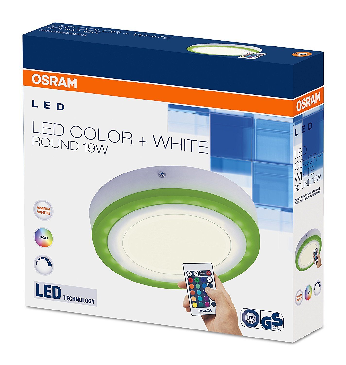 LED-Leuchtmittel Osram LED Wandlampe Deckenleuchte weiß rund Ø20cm 19W RGBW bunt &