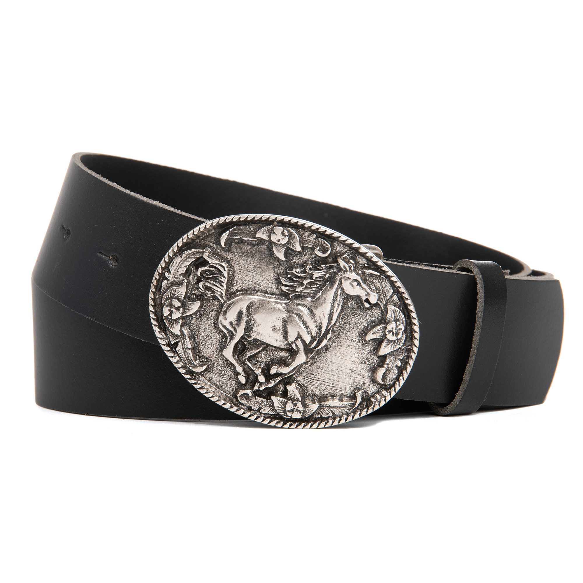 Cassandra Accessoires Ledergürtel "Galopp" mit Koppelschließe mit Pferde-Motiv, Western MADE IN GERMANY - Echt Leder