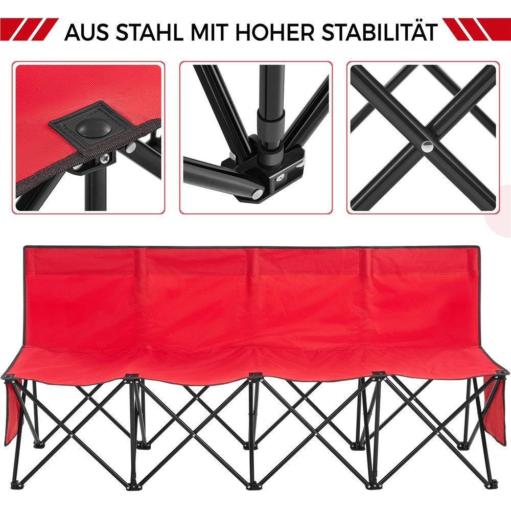 Yaheetech Campingstuhl Klappbare Campingbank für Mehrere Personen, Sitzbank 4-Sitzer-Klappbank Tragbare Campingbank mit Tragtasche – Bild 5 von 5