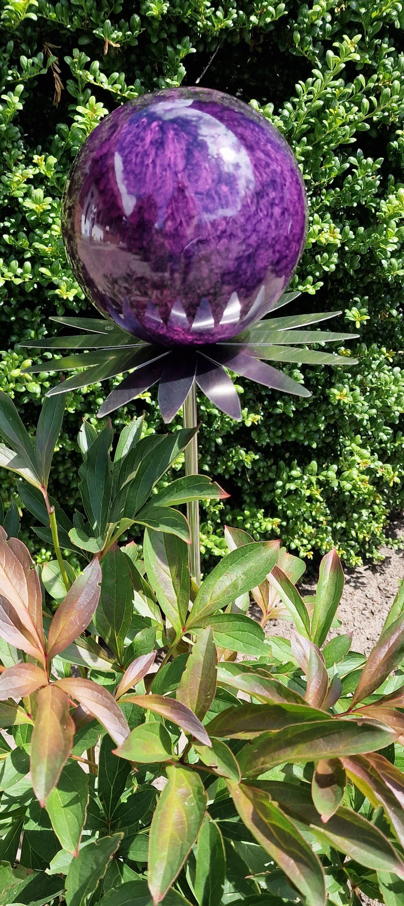 Bocker Blütenzauber Garten Jürgen Stab Garten-Ambiente Edelstahl violett mit 80 Gartenstecker Rosenkugel 15 cm Milano cm
