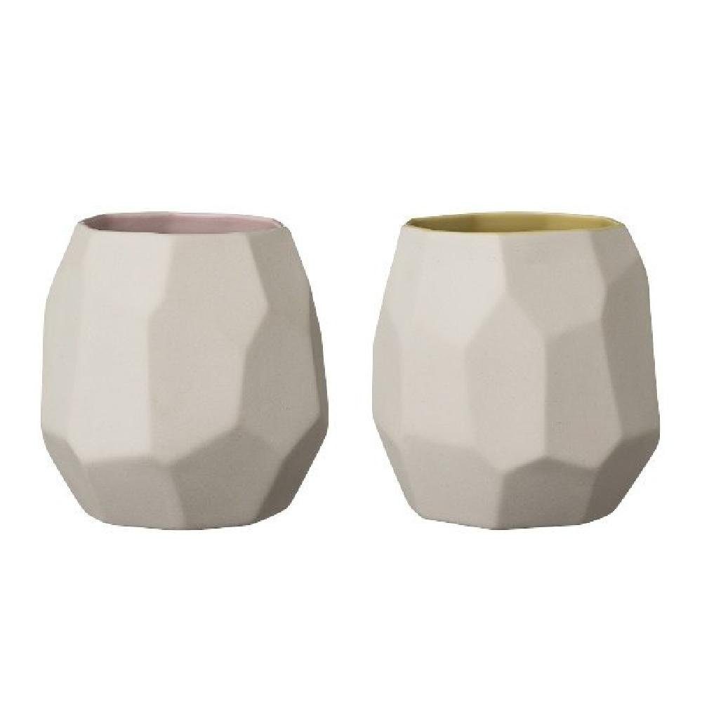 Bloomingville Dekovase Vase Keramik Creme-Gelb Creme-Blush (2-teilig)