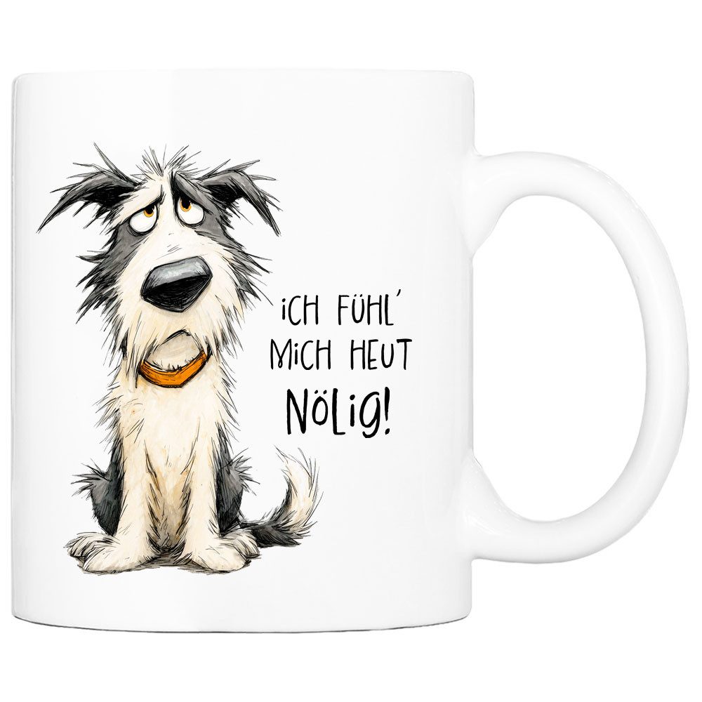 Cadouri Tasse mit Spruch 'Nölig' Kaffeetasse Büro Arbeit, Geschenk, Keramik, Kaffeebecher, Geschenkidee Arbeitskollege, lustig, Humor, 330 ml