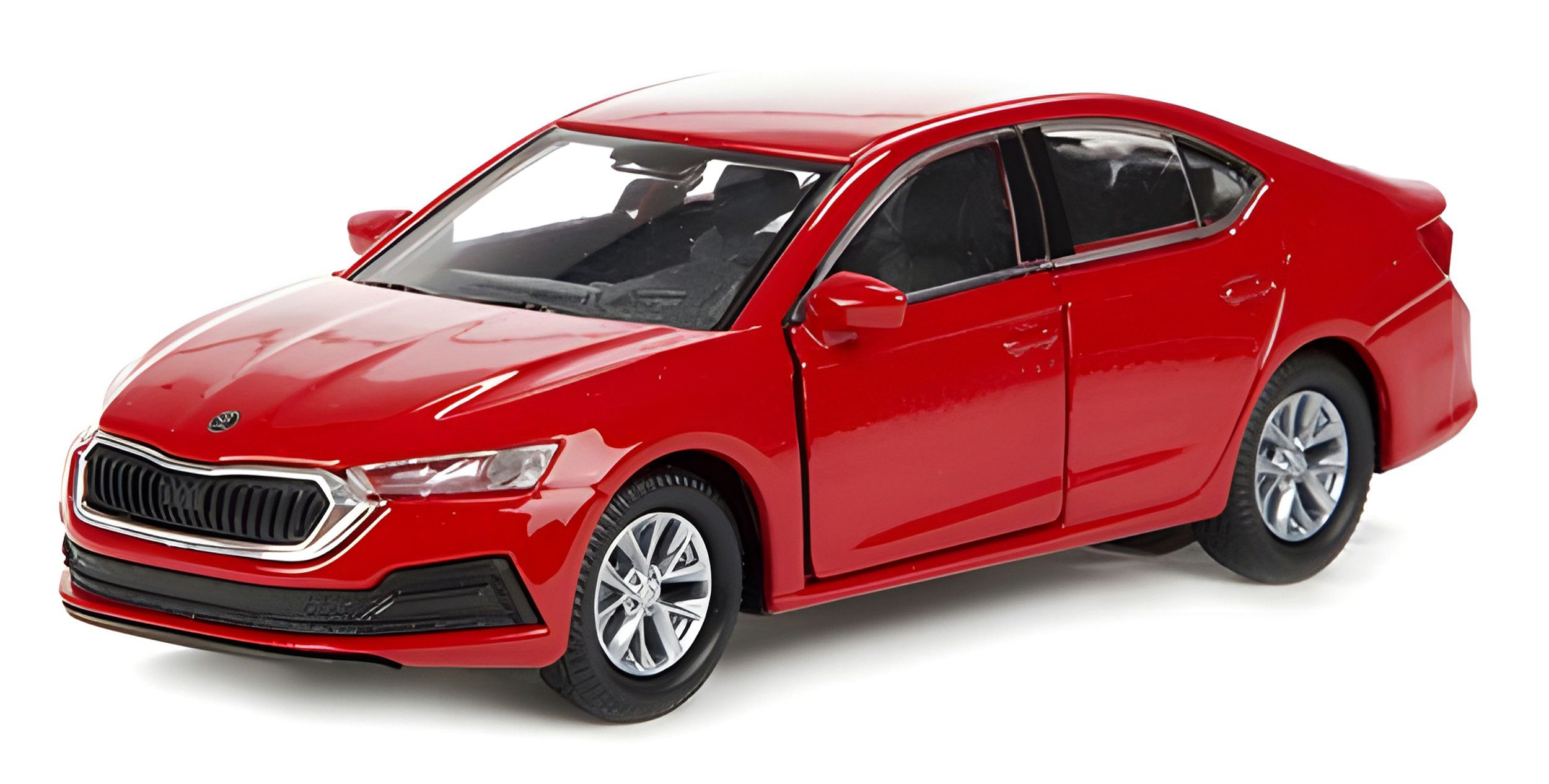 Welly Modellauto SKODA Octavia IV Modellauto 12cm aus Metall Modell Auto 99 (Rot), Spielzeugauto Spielzeug Kinder Geschenk