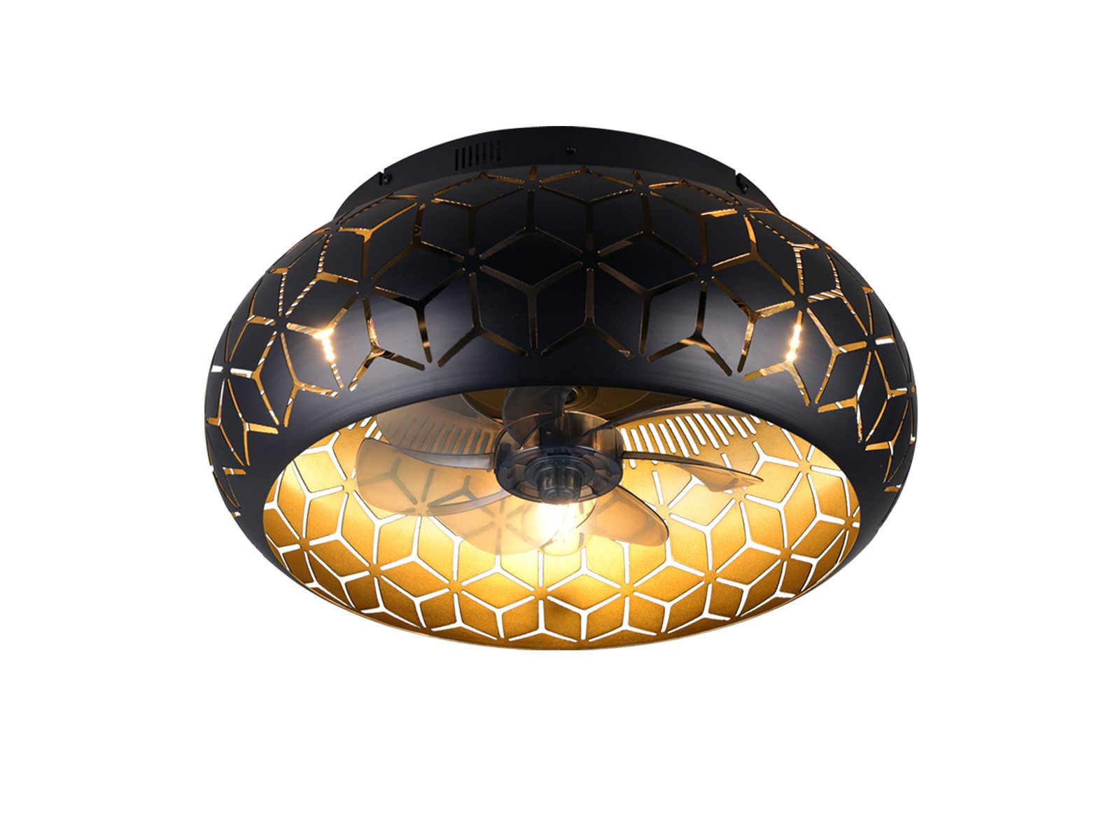 Reality Leuchten LED Deckenleuchte mit Ventilator & Fernbedienung Ø 50cm, Timerfunktion, LED wechselbar, warmweiß, Deckenventilator mit Licht, ausgefallene Deckenlampe inkl. E27 LED
