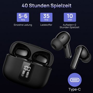 VSIUO 2024 TWS Stereo Earbuds Ohrhörer Sport Kopfhörer Bluetooth-Kopfhörer (Rauschunterdrückung In-Ear-Kopfhörer,Bluetooth 5.3, Google-Assistent, siri, Bluetooth, Active Noise Cancelling (ANC), Echo Noise Cancellation (ENC), Headset)