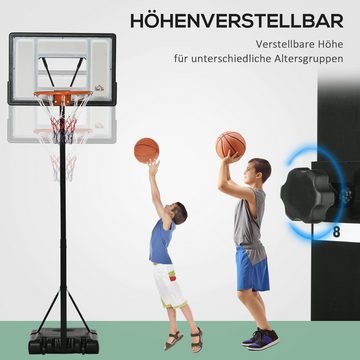 HOMCOM Basketballständer mit Rädern höhenverstellbar Basketballkorb Stahl Kunststoff Schwarz (Set, 1-St., mit Ständer geeignet für den Außen- und Innenbereich), 90B x 60T x 210-260H cm