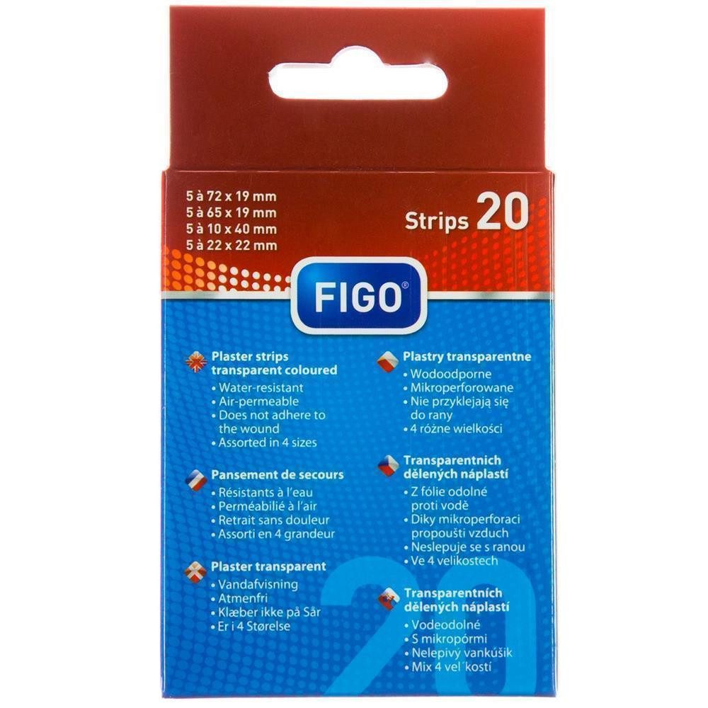 FIGO Wundpflaster 40 Pflaster Strips Transparent, atmungsaktiv, wasserabweisend (Stück, 40 St., 40 Pflaster-Strips), Pflaster Wundpflaster Erste Hilfe