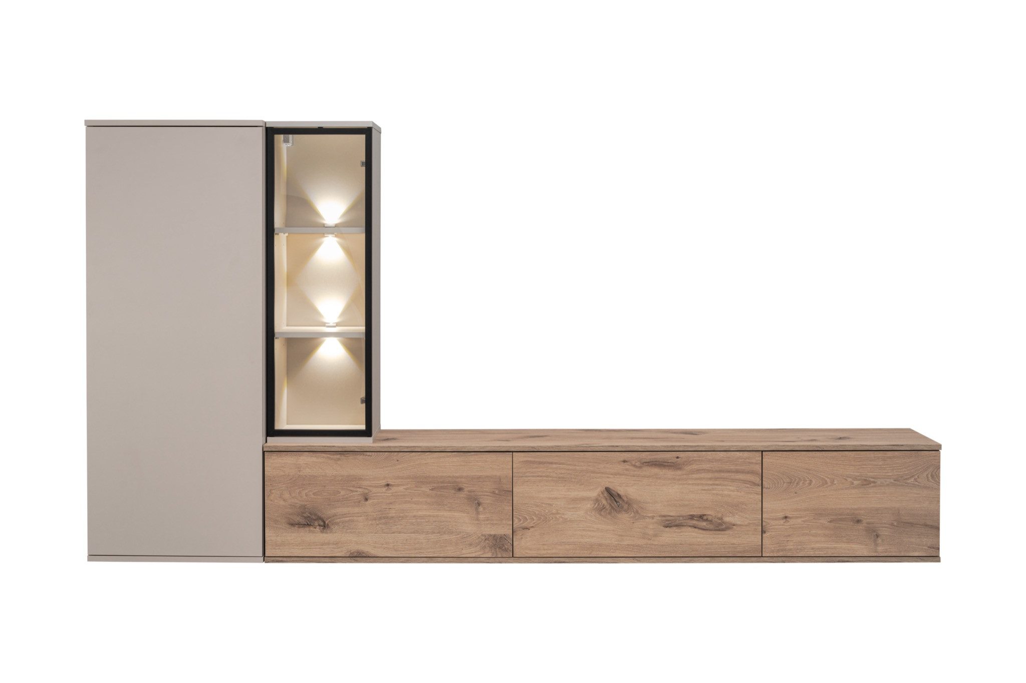 ASM-Moebel Wohnwand Anbauwand Wohnwand CLARE mit Push-Click und Led Beleuch günstig online kaufen