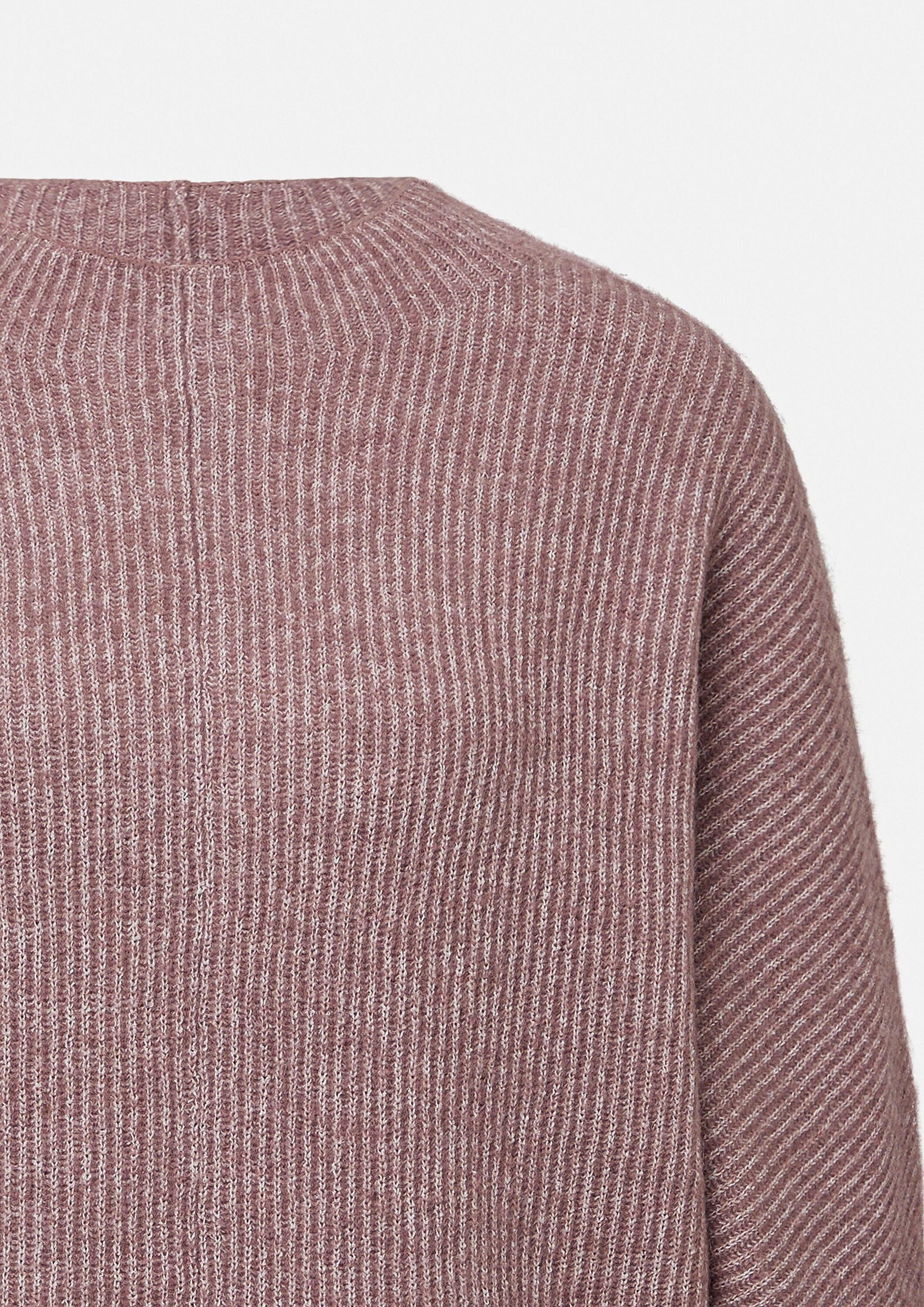 comma Longpullover Strickpullover Haariger Strickpullover mit Fledermausärmeln