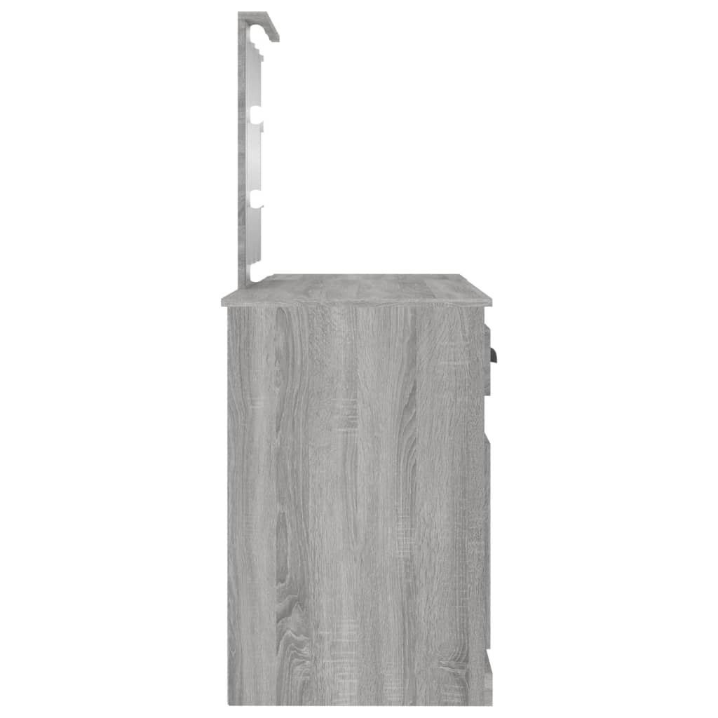 Grau (1-St) 130x50x132,5 mit Schminktisch cm LED-Leuchten furnicato Sonoma