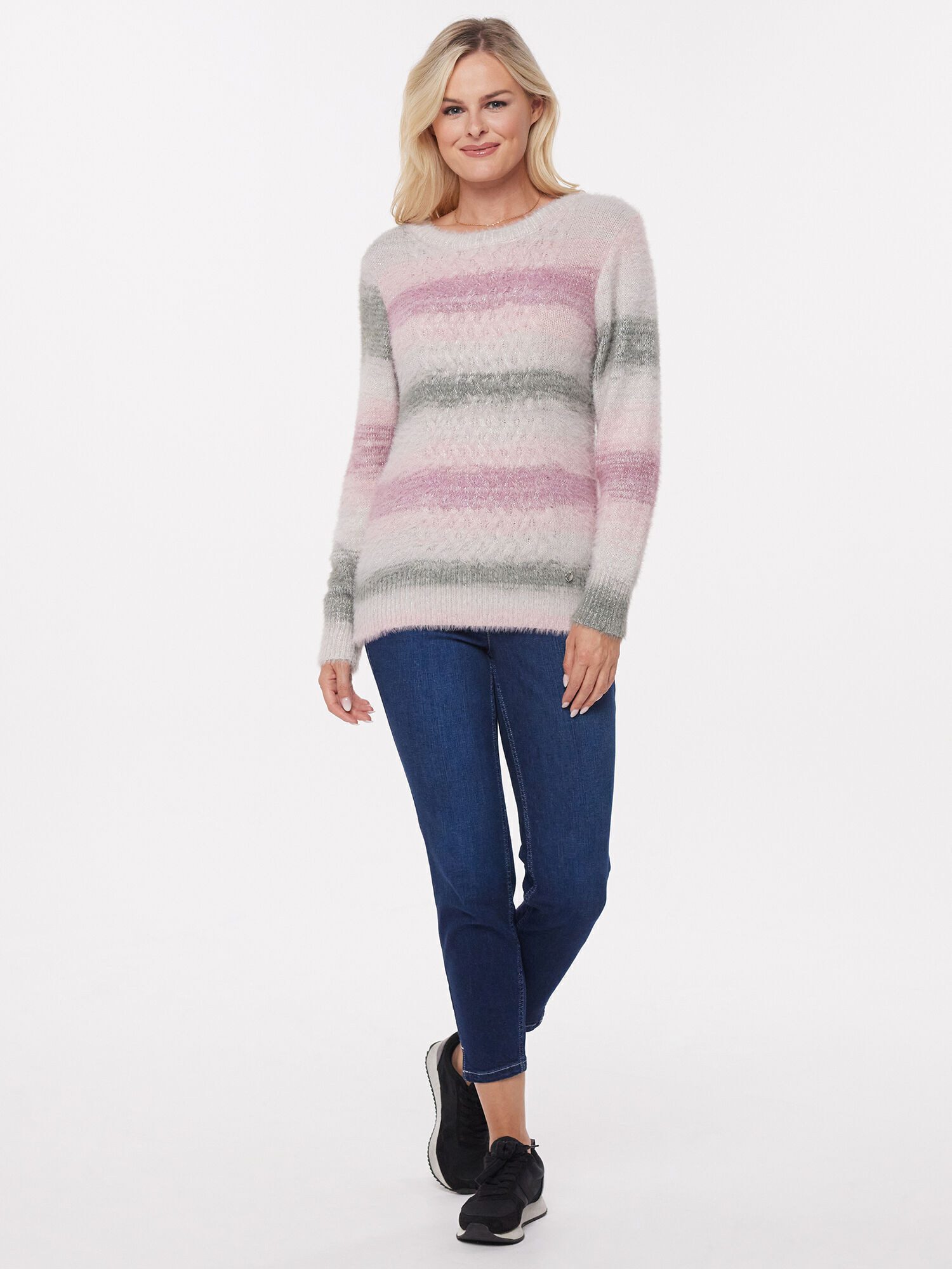 Christian Materne Strickpullover Rundhalspullover koerpernah mit Zopfmuster