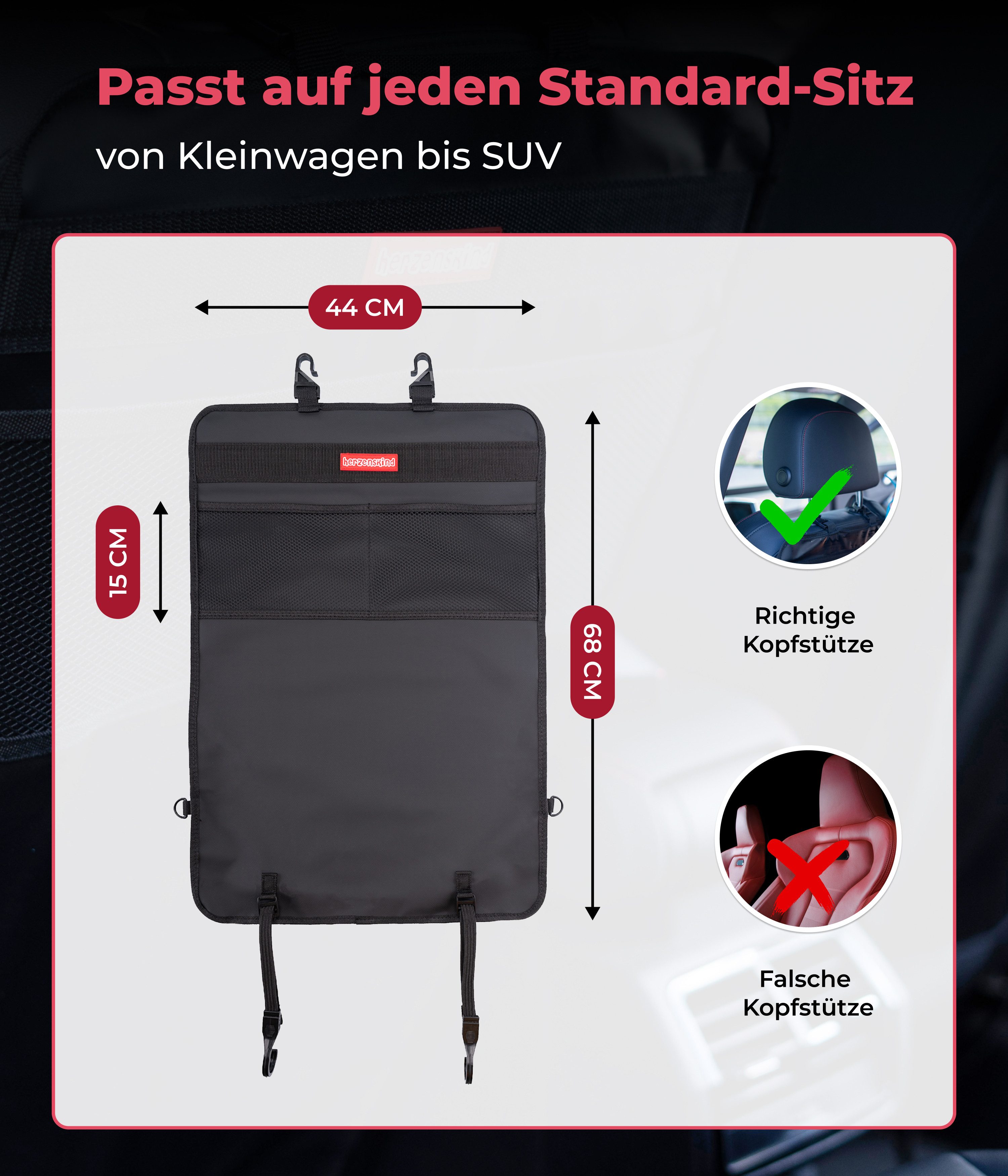 Herzenskind car seat back protector, 1-piece.