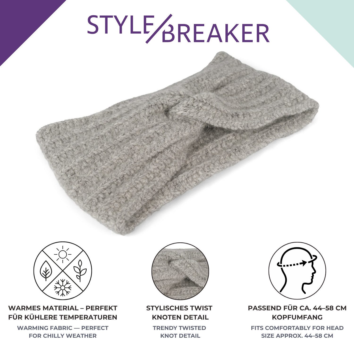 styleBREAKER Stirnband Strick Stirnband Rippmuster (1-St)