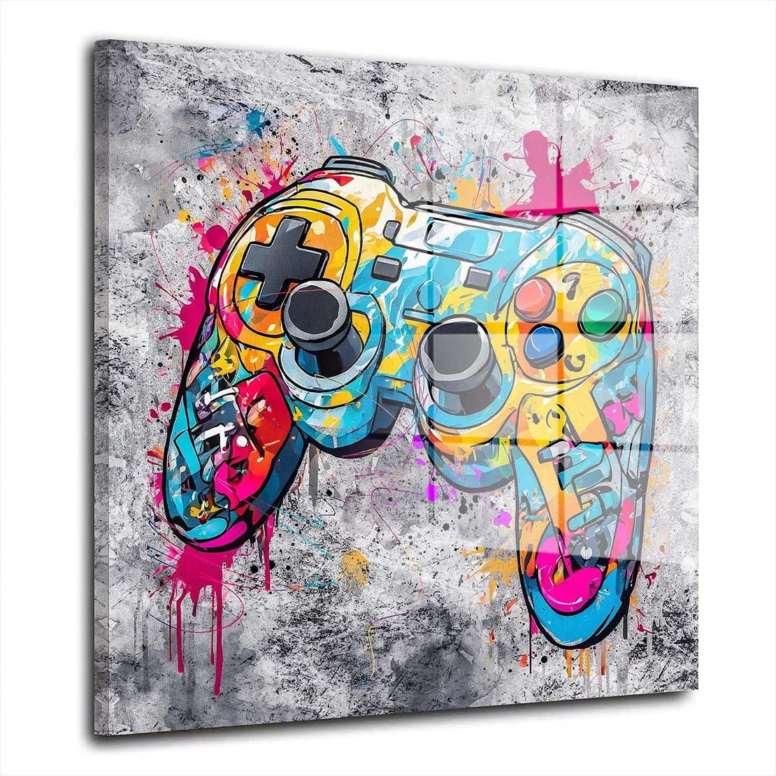 Acrylglasbild Graffiti Gamepad Acrylglas Wandbild Bild Wanddeko Wohnzimmer XL