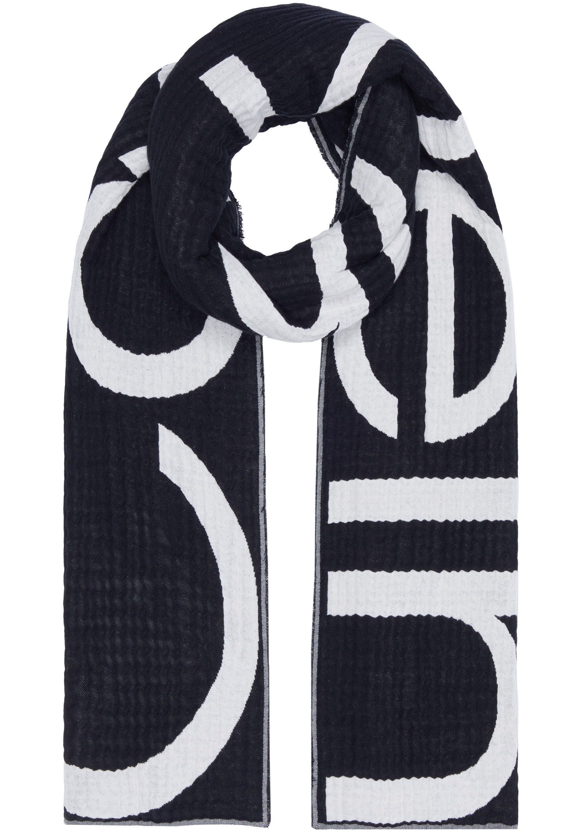 Calvin Klein Schal LOGO 2-TONES COTTON GAUGE SCARF, Logostickerei günstig online kaufen