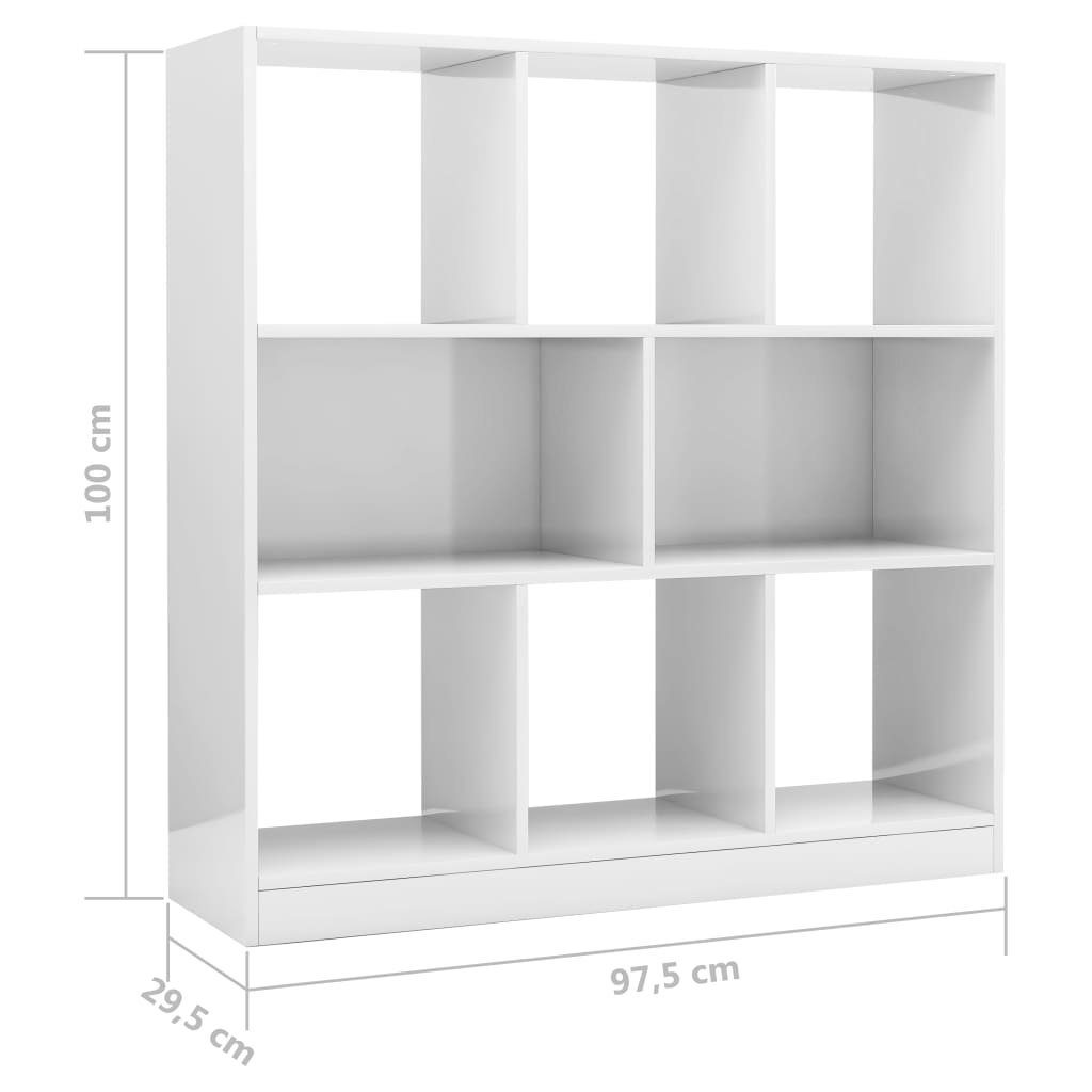 vidaXL Bücherregal Bücherregal 1-tlg. Hochglanz-Weiß cm 97,5x29,5x100 Holzwerkstoff,