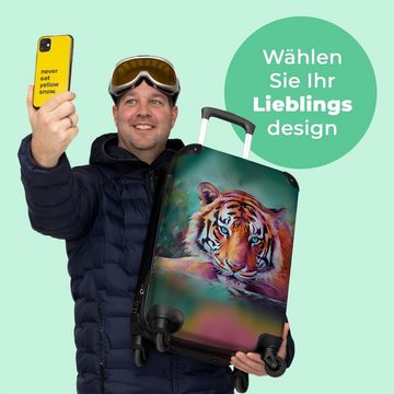 NoBoringSuitcases.com© Koffer Tiger - Ölfarbe - Tiere - Kunst 67x43x25cm, 4 Rollen, Mittelgroßer Koffer für Erwachsene, Reisekoffer