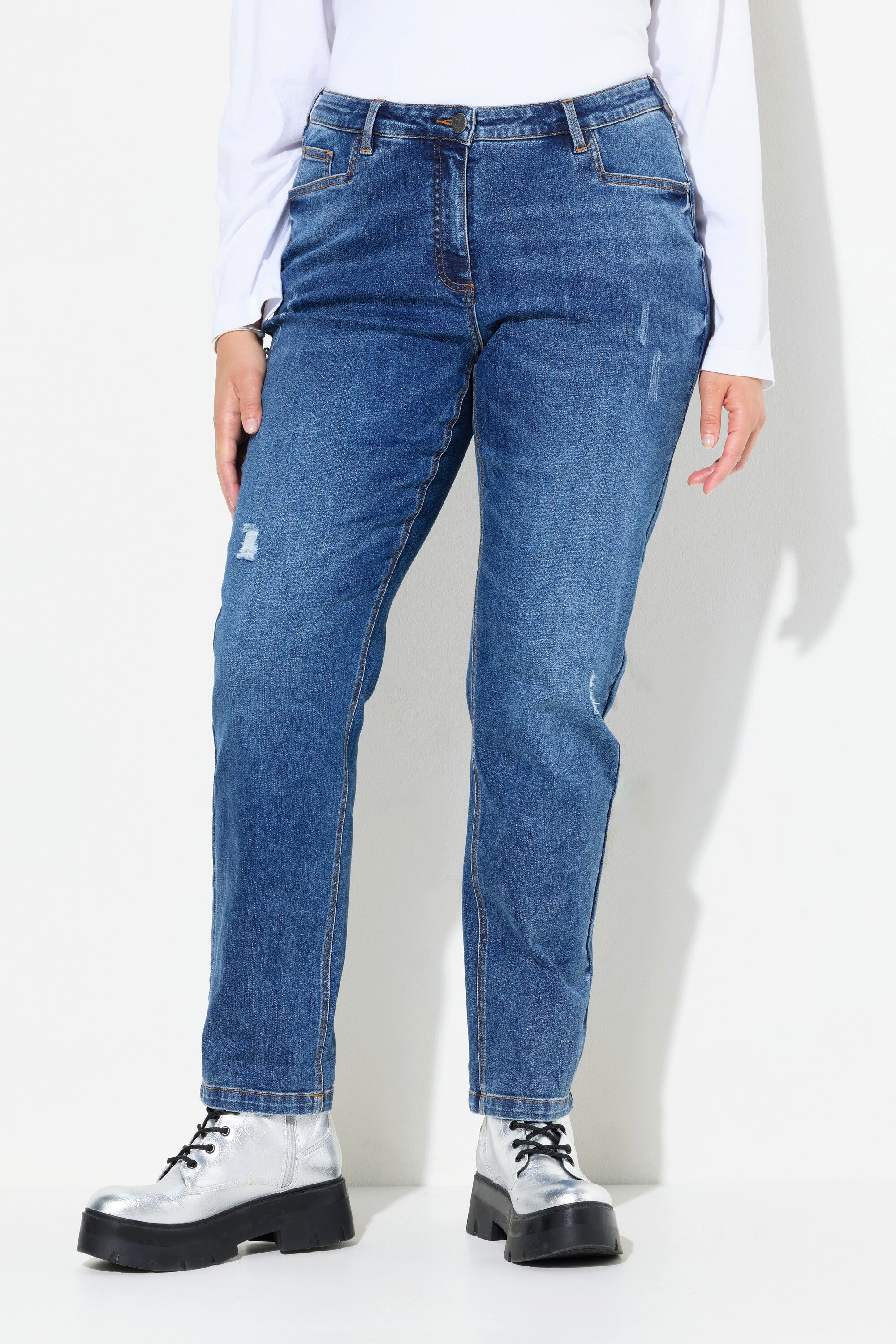 Ulla Popken Regular-fit-Jeans Boyfriend-Jeans Destroy-Effekte weites günstig online kaufen