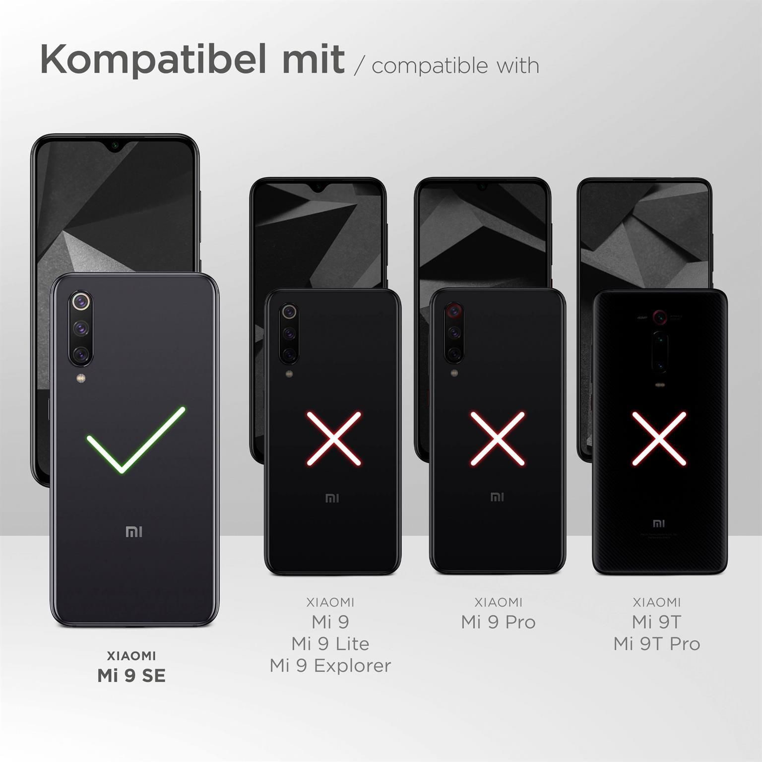 moex Handyhülle für Xiaomi Mi 9 SE Hülle Klappbar Book Case Schwarz 5,97 Zoll, Klapphülle Kartenfach Flip Cover Handytasche Leder Optik Schutzhülle