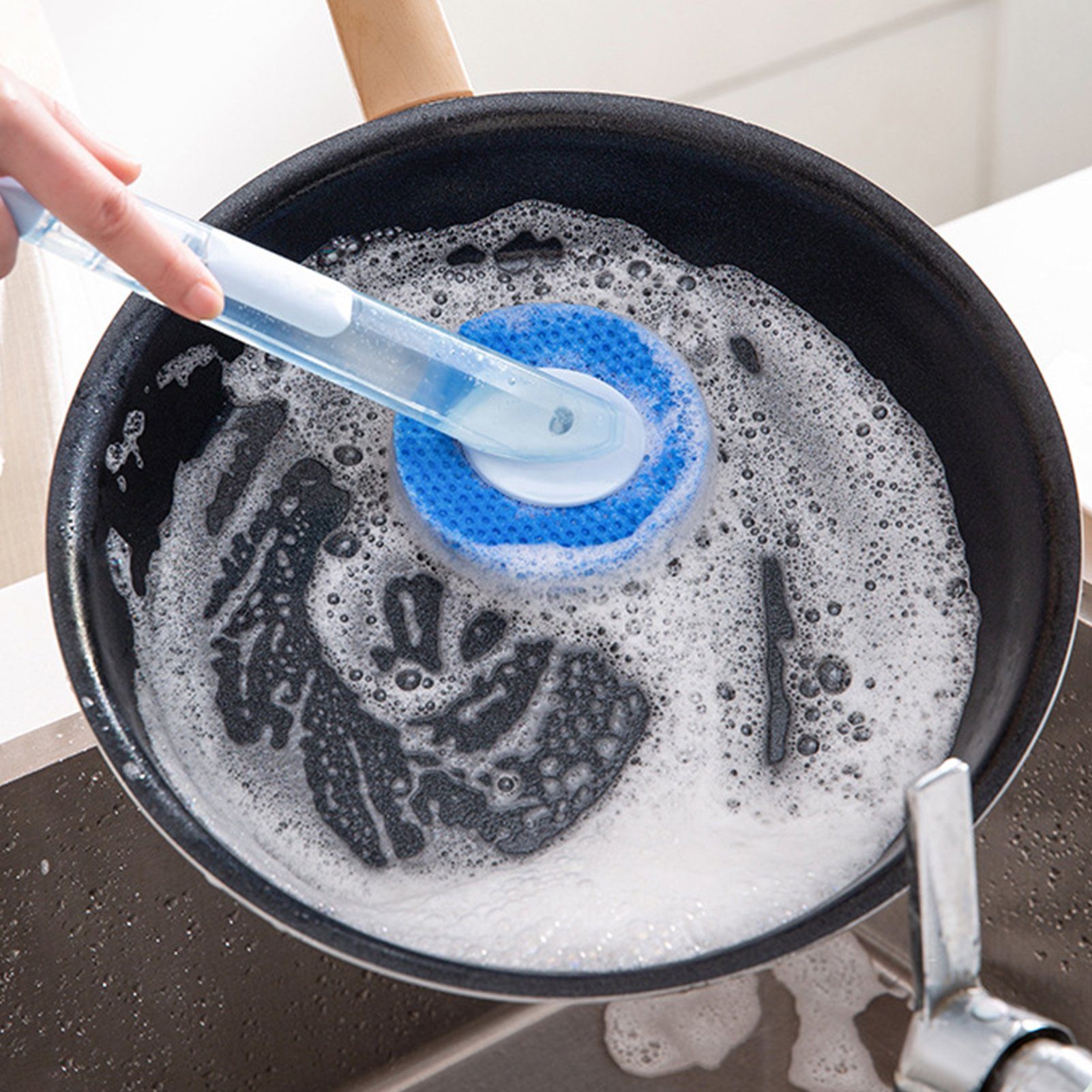 Spülmittelspender Reinigungsbürste mit Reinigungsbürste/Spülbürste Popubear Blau