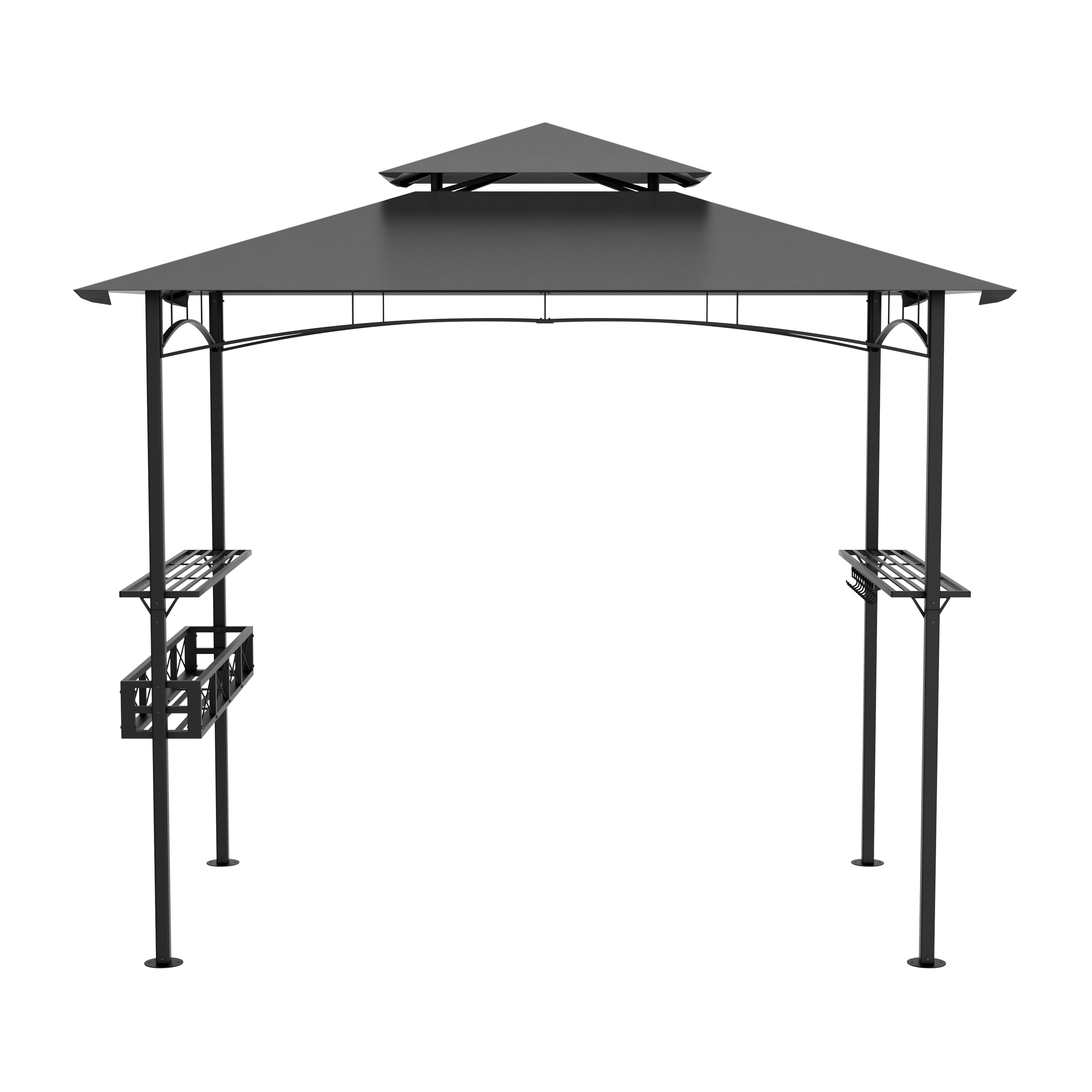 FIVMEN Grillpavillon 2,45 x 1,53 m, Grau, mit Doppeldach & Ablagen